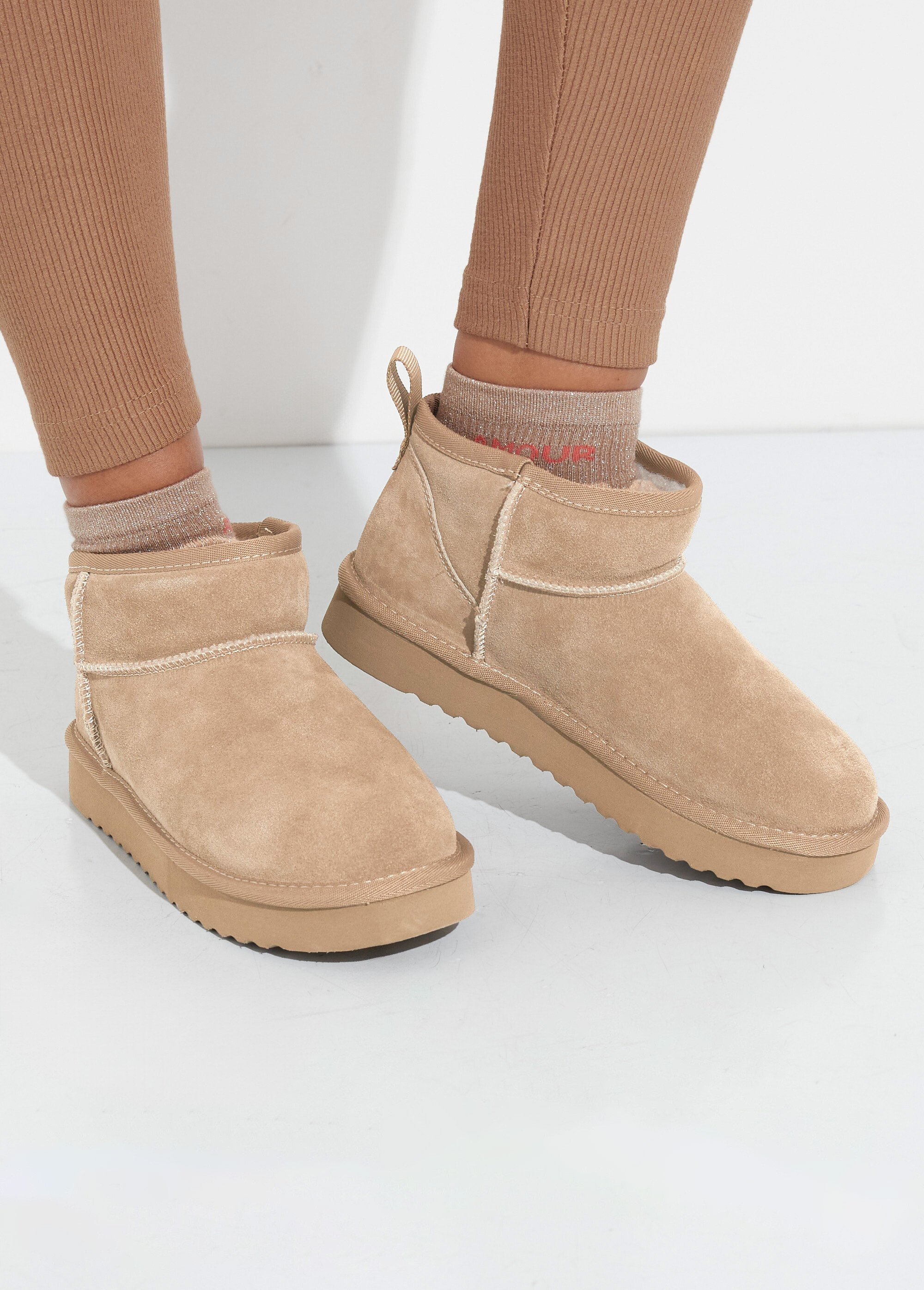 Low boots fourrées semelle compensée Femme Marron JPAL-1327 SF1