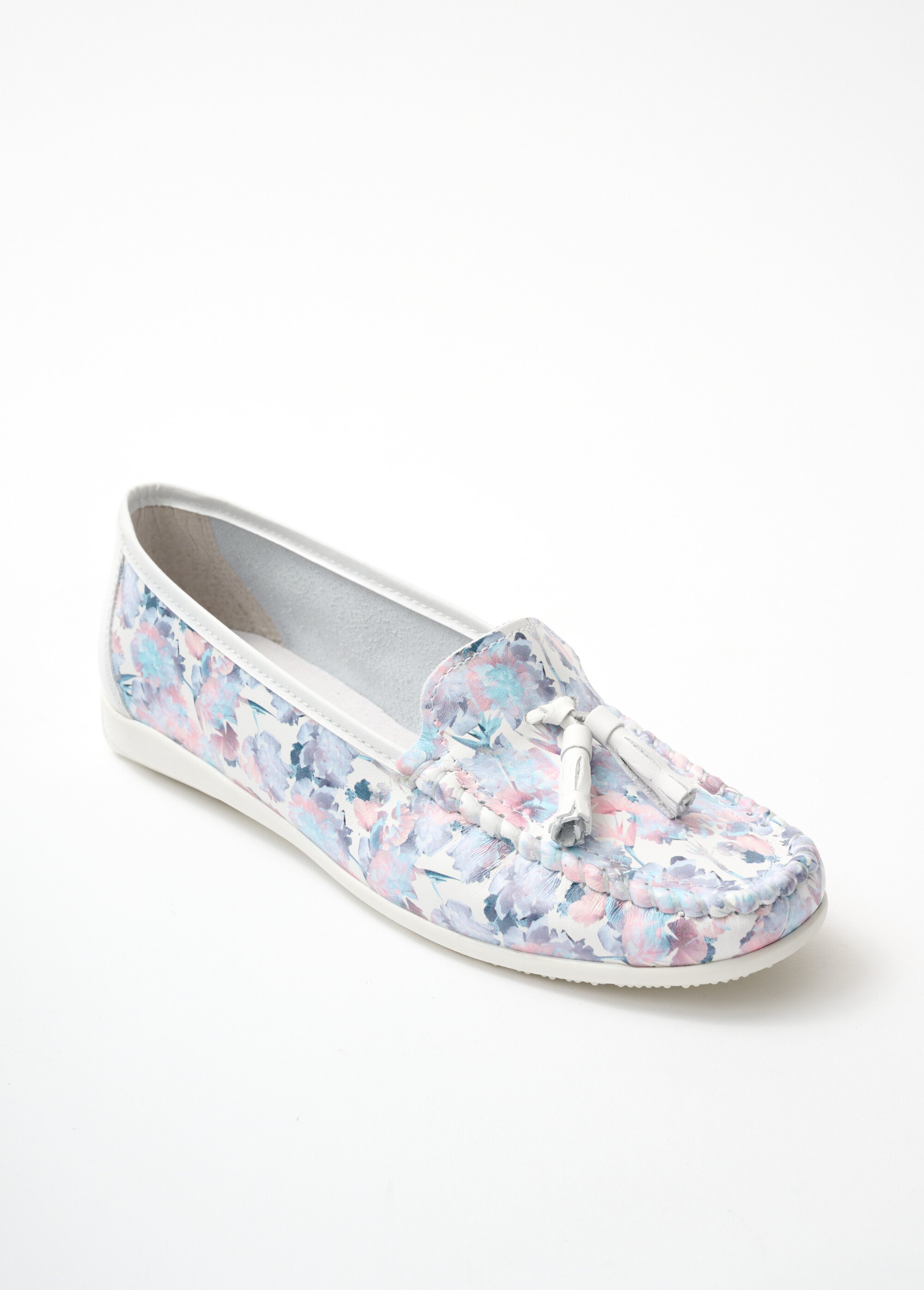 Mocassins pompons largeur confort cuir