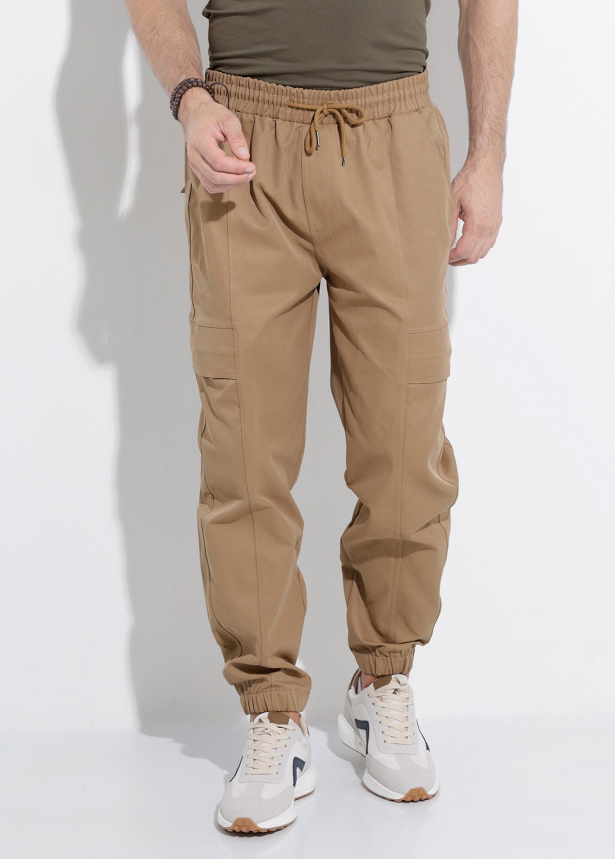 Pantalon cargo bas élastiqué, sportswear Homme Marron DYL2567 FA1