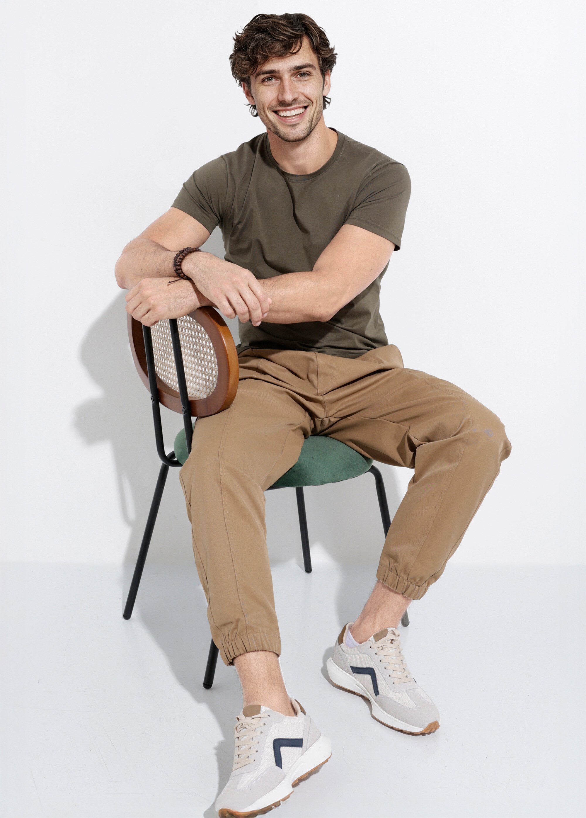 Pantalon cargo bas élastiqué, sportswear Homme Marron DYL2567 MV1