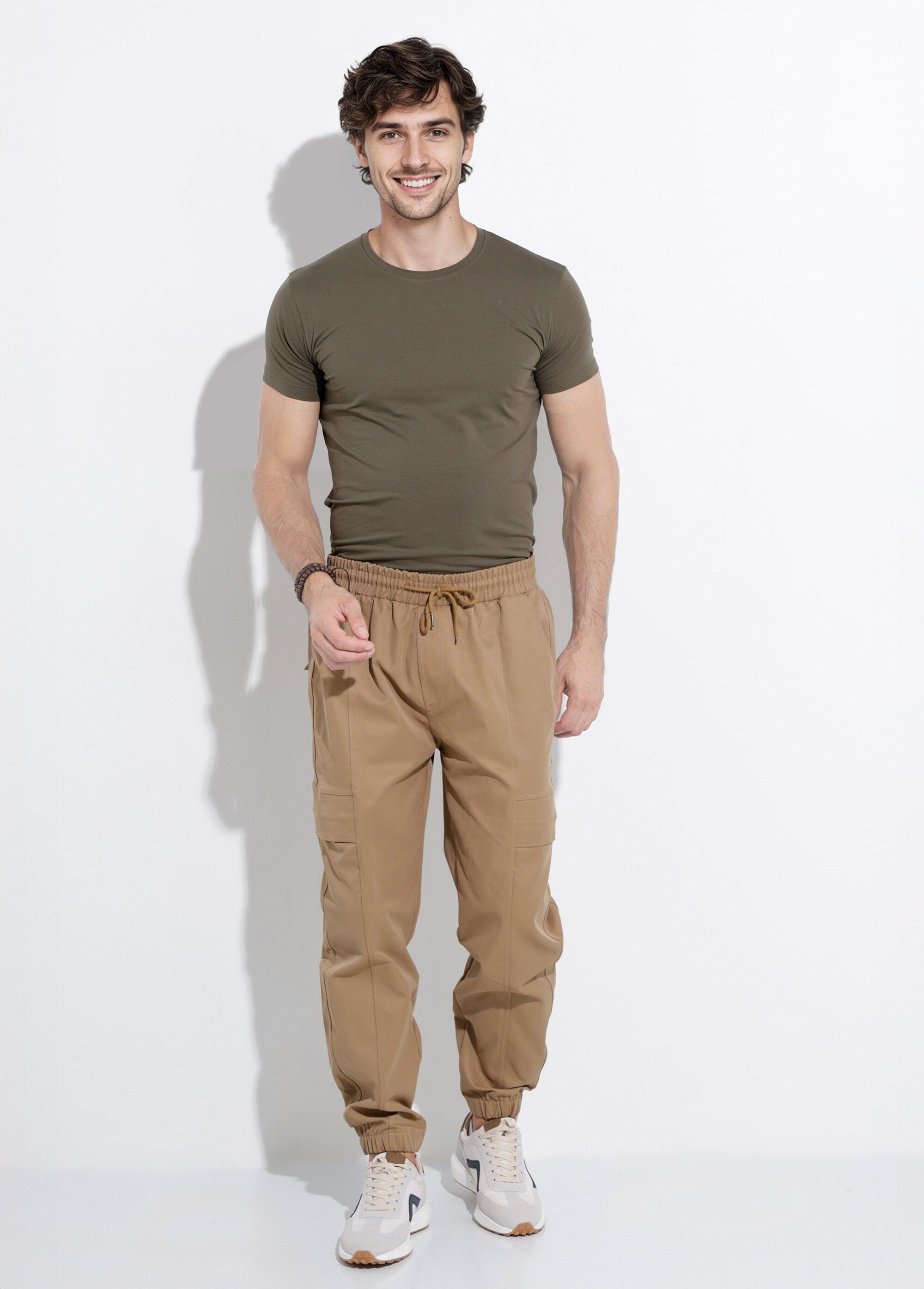 Pantalon cargo bas élastiqué, sportswear Homme Marron DYL2567 SF1