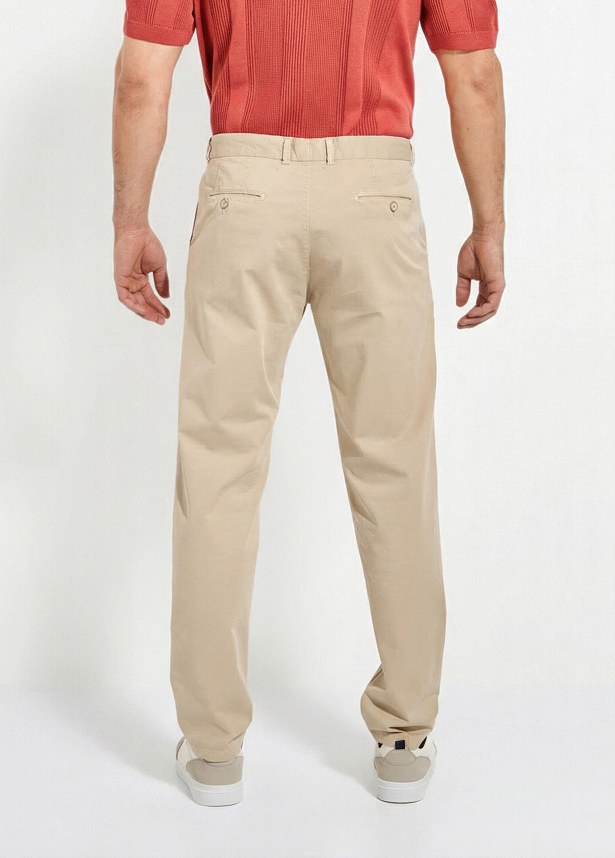 Pantalon chino droit toile coton stretch Homme Beige FLAMME DO1