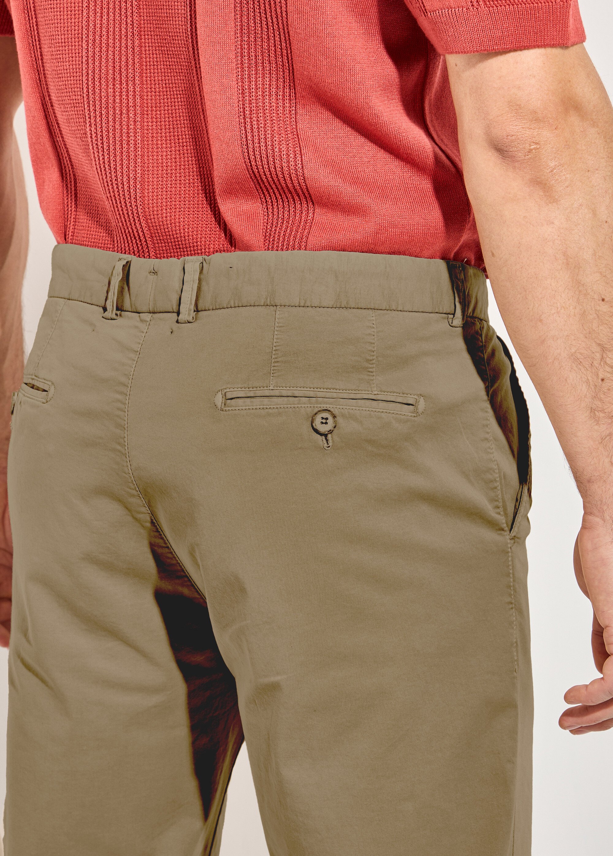 Pantalon chino droit toile coton stretch Homme Marron FLAMME DE1