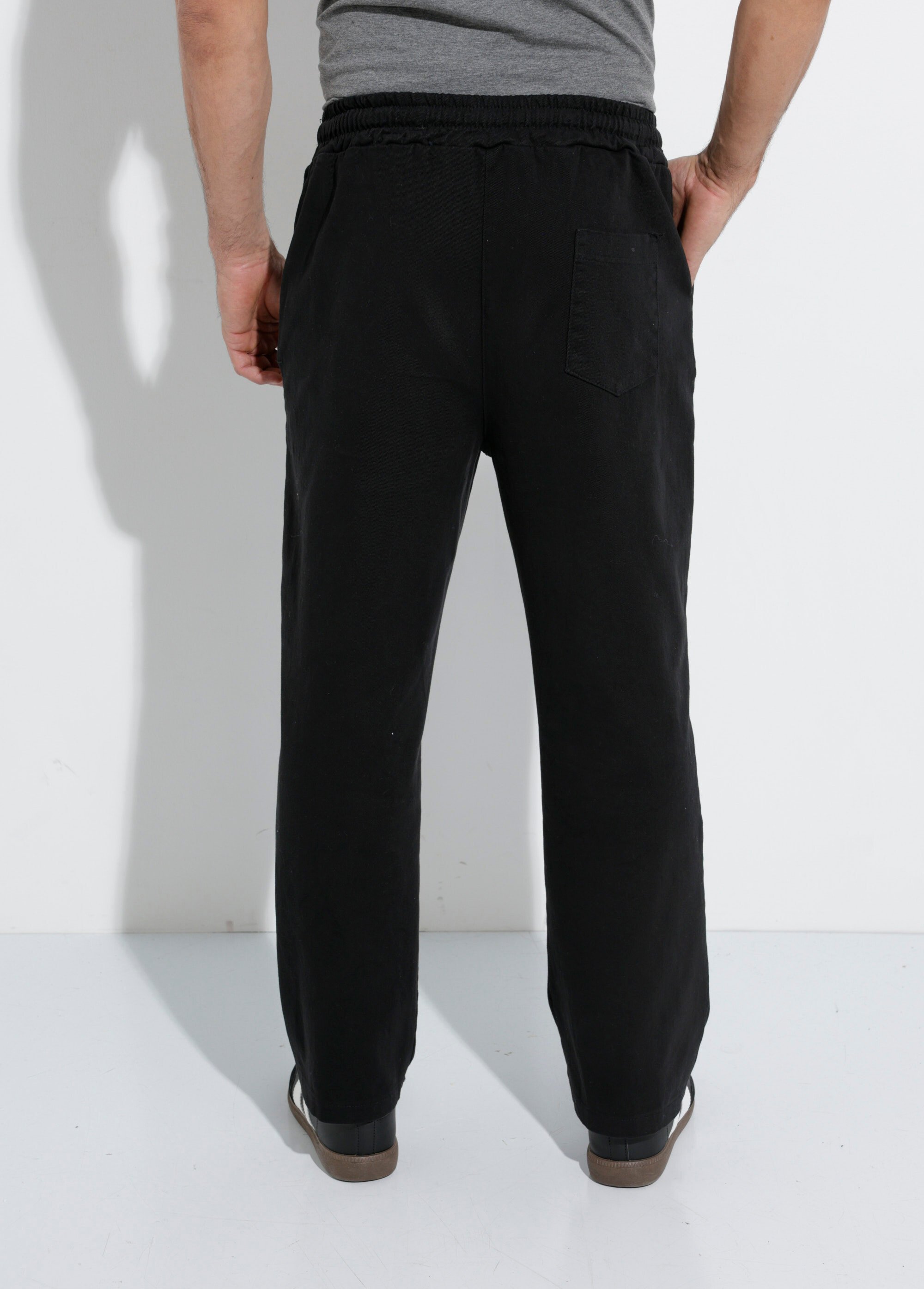 Pantalon élastiqué confort style casual Homme Noir DYL947 DO1