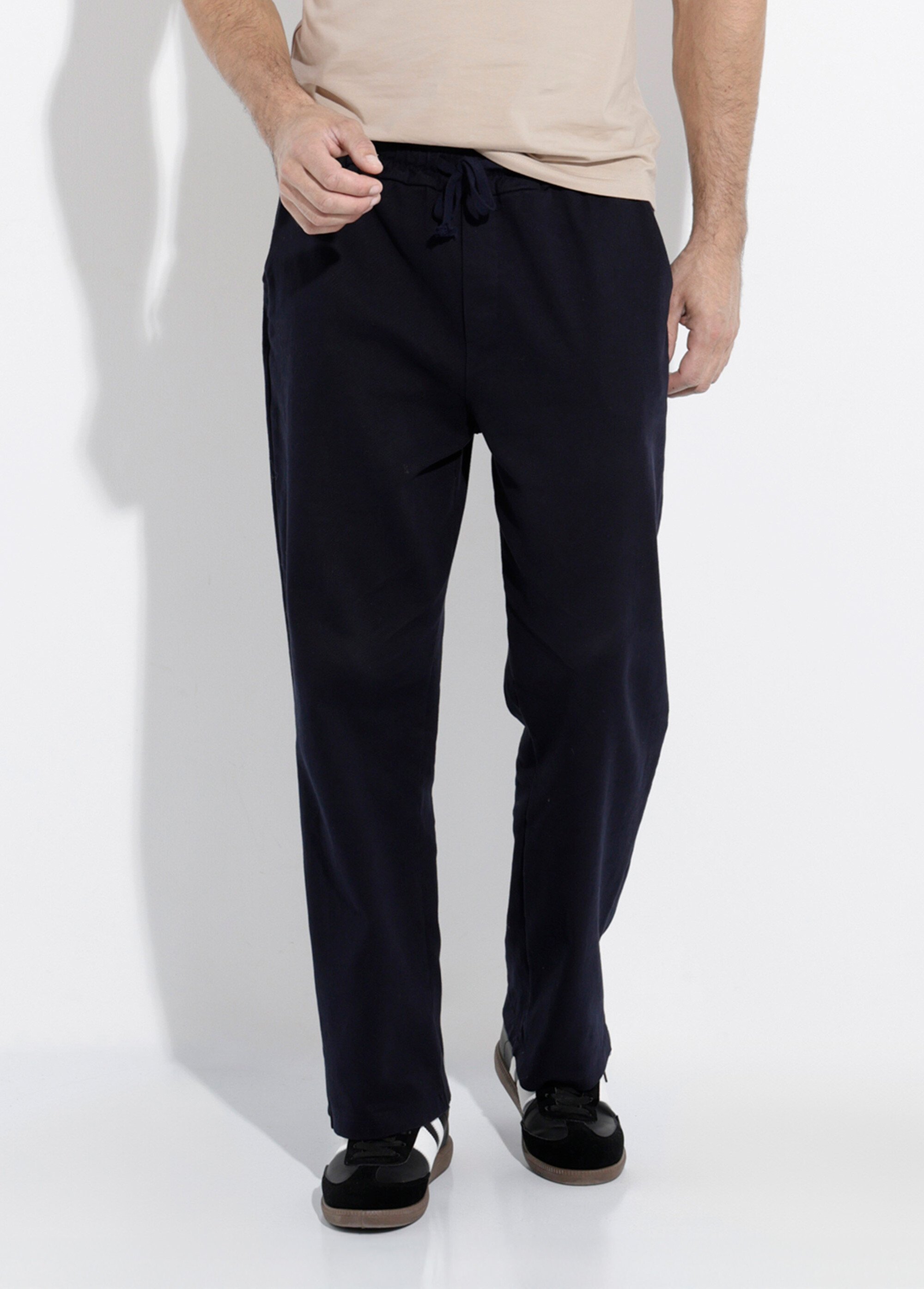 Pantalon élastiqué confort style casual Homme Bleu DYL947 FA1