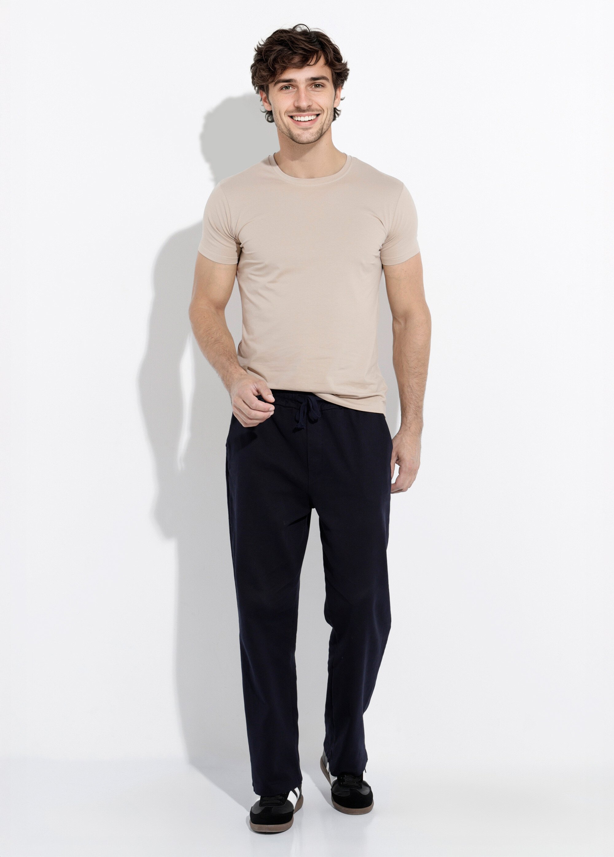 Pantalon élastiqué confort style casual Homme Bleu DYL947 SF1