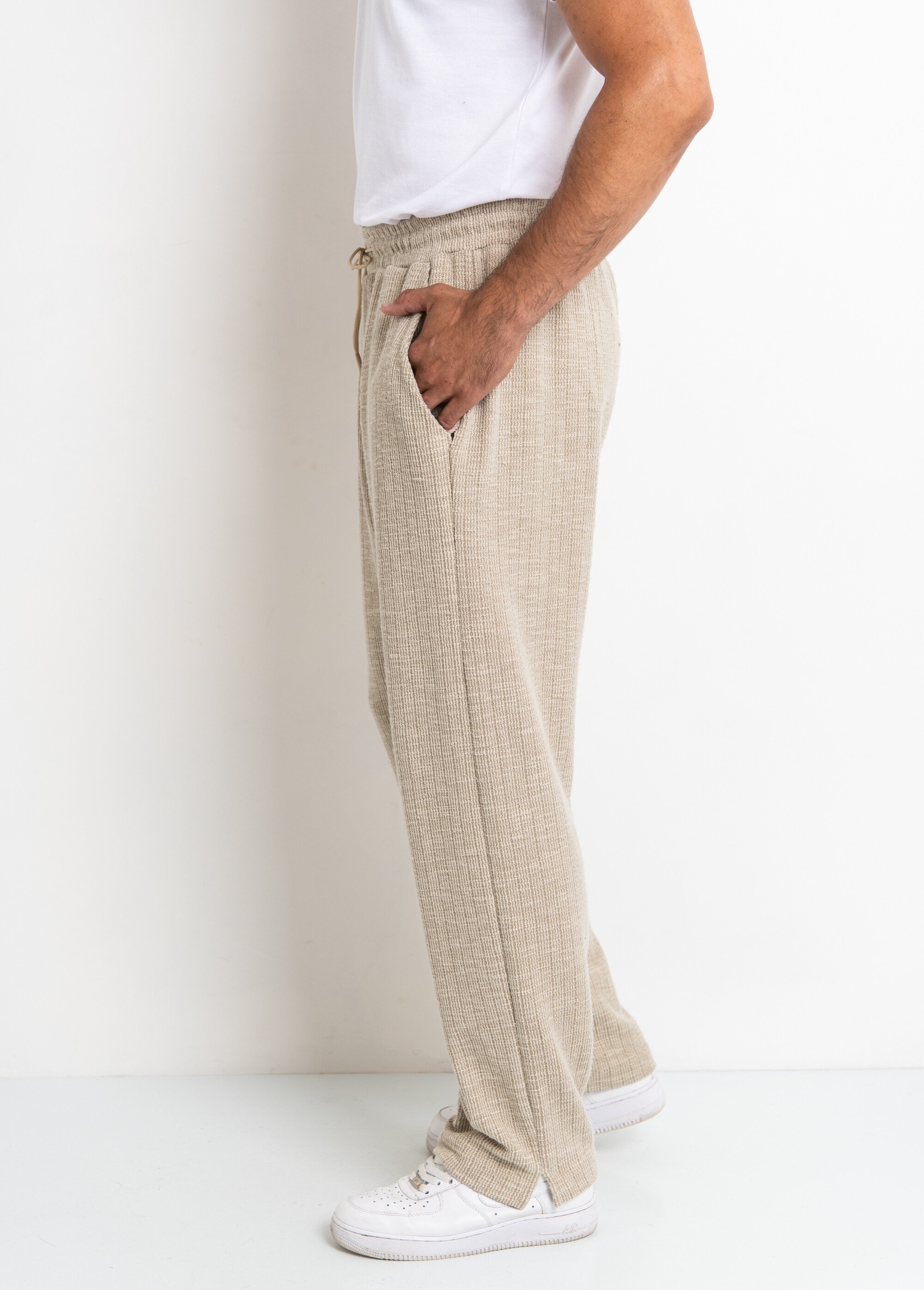 Pantalon en maille lien à la taille Homme Beige AUBH0005 GA1