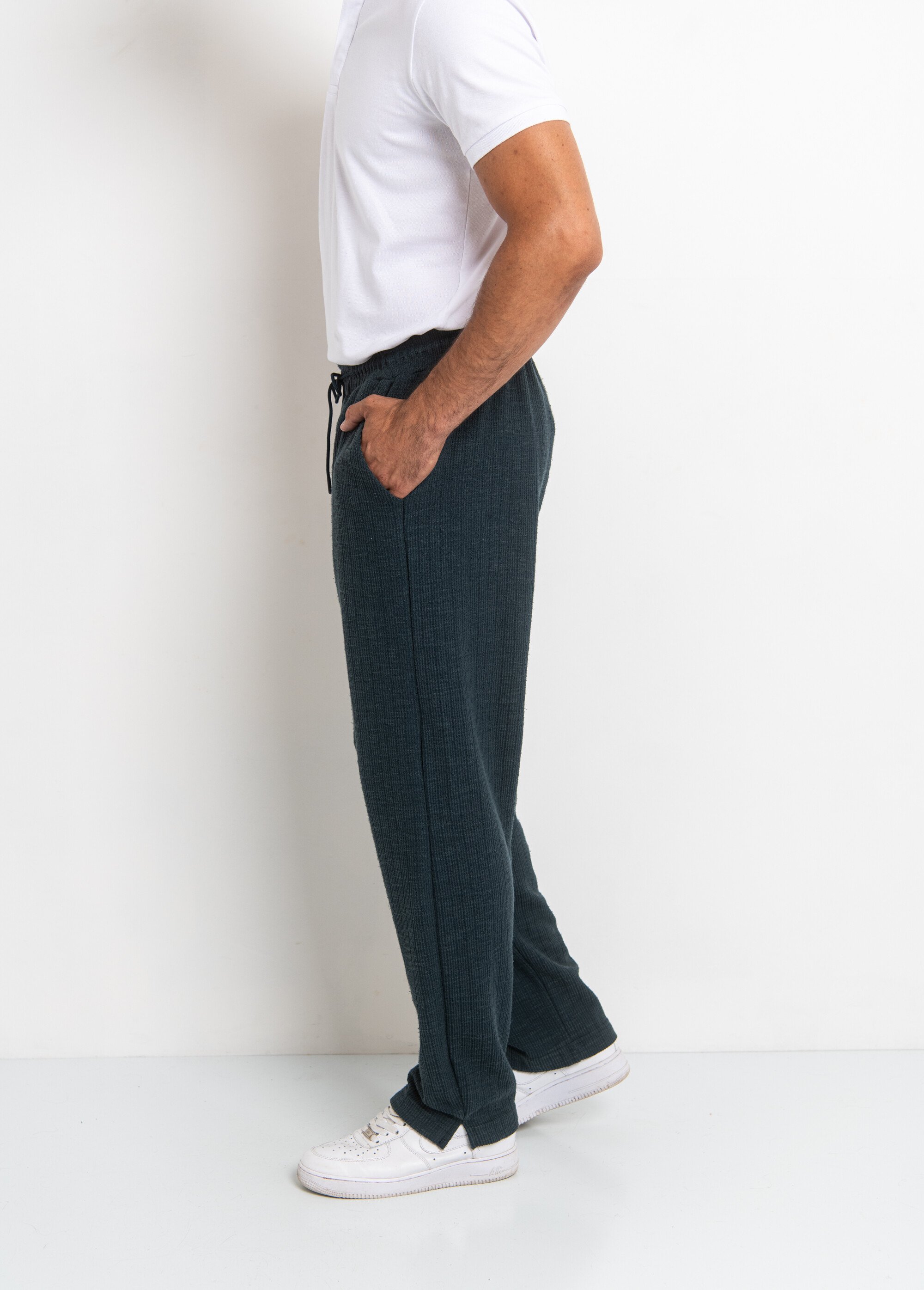 Pantalon en maille lien à la taille Homme Bleu AUBH0005 GA1