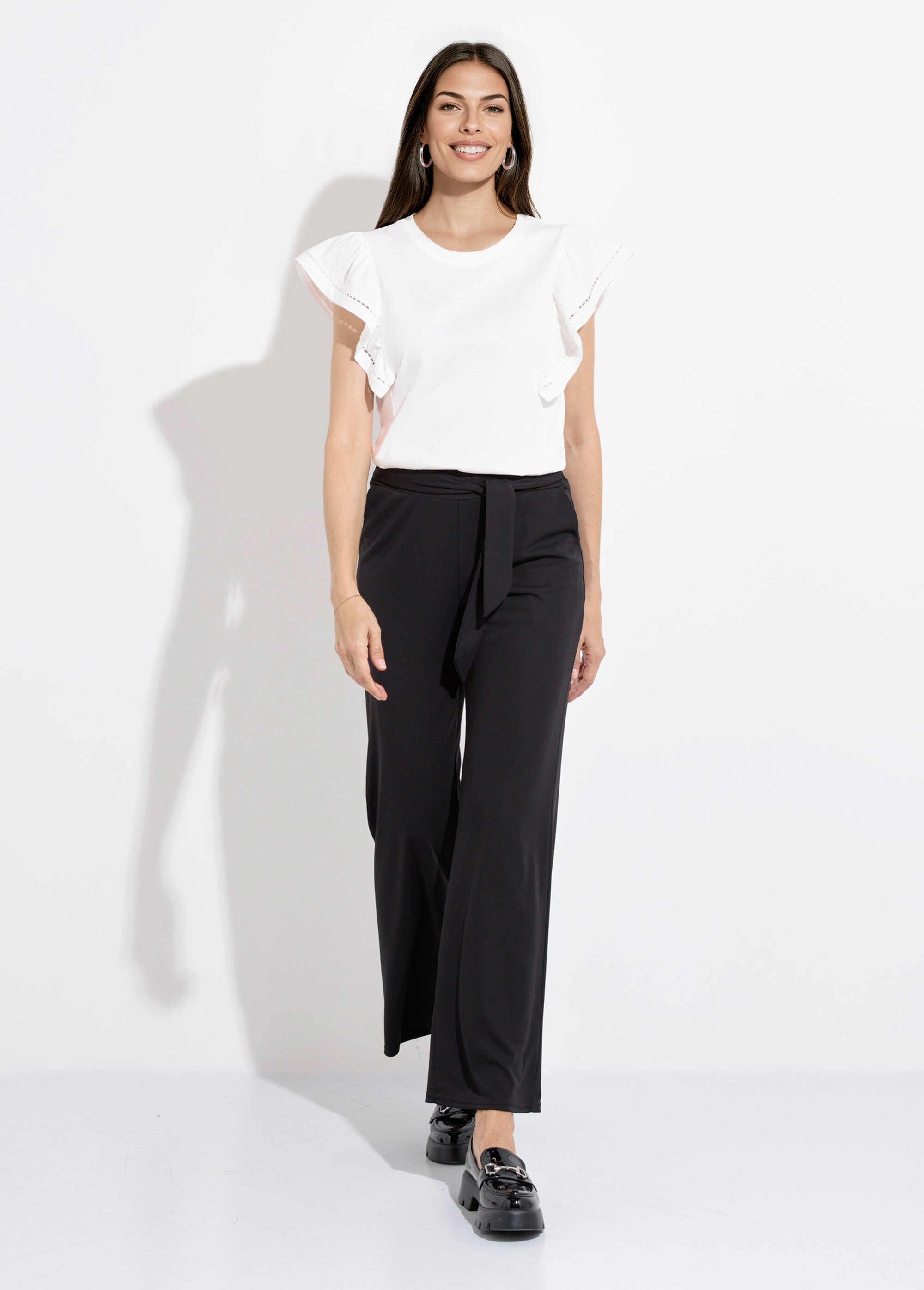 Pantalon fluide extensible à ceinturer Femme Noir FI-CELINE SF1