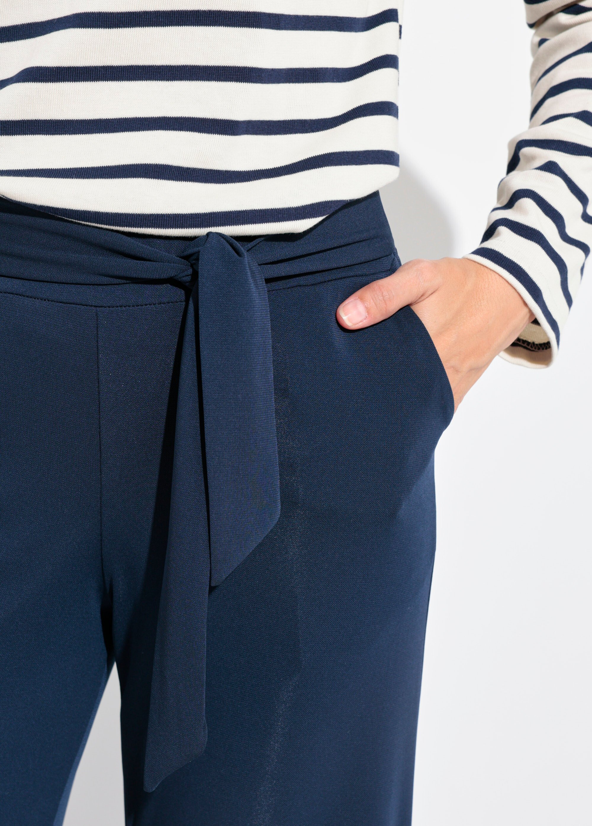 Pantalon fluide extensible à ceinturer Femme Bleu FI-CELINE DE1