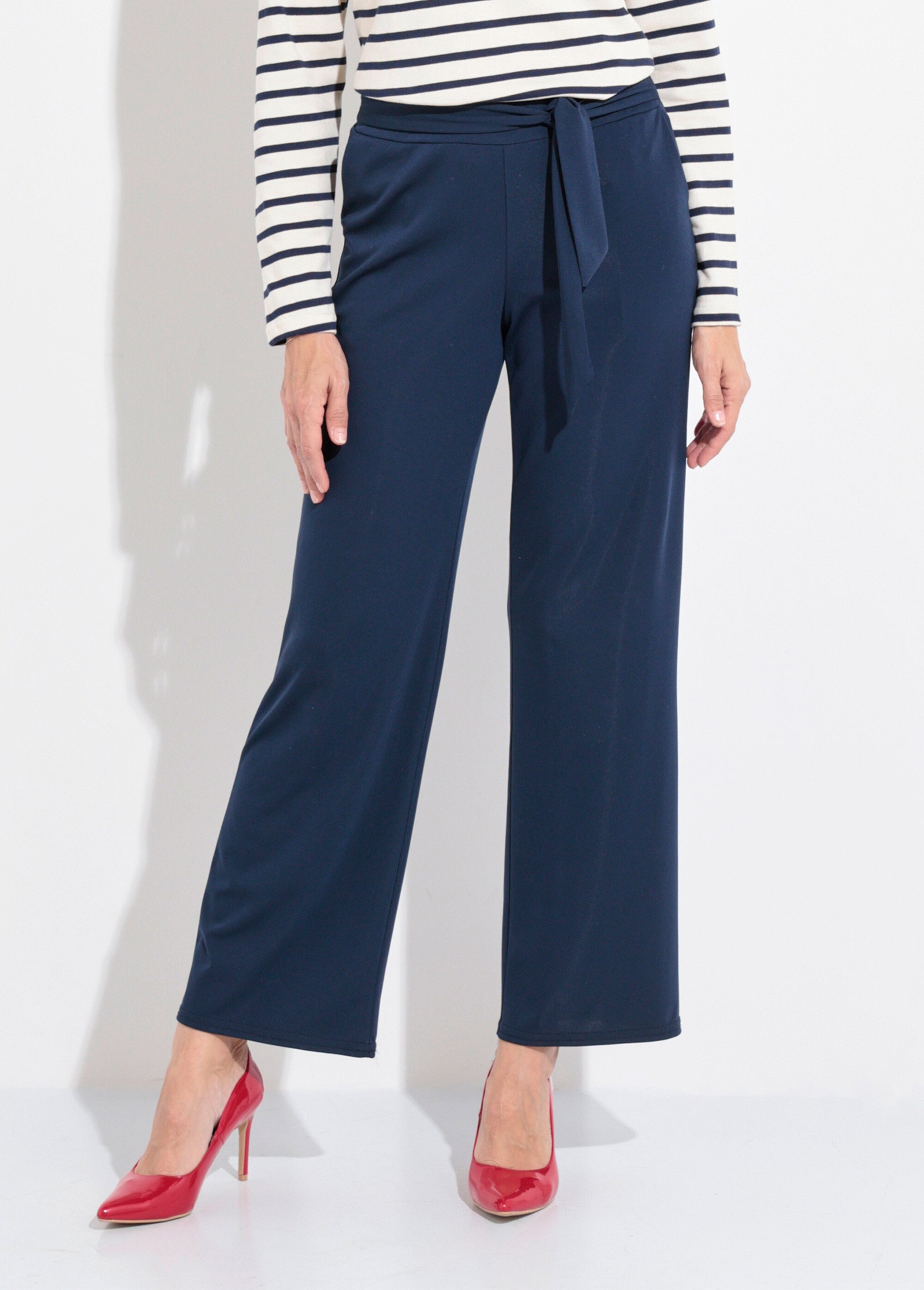 Pantalon fluide extensible à ceinturer Femme Bleu FI-CELINE FA1