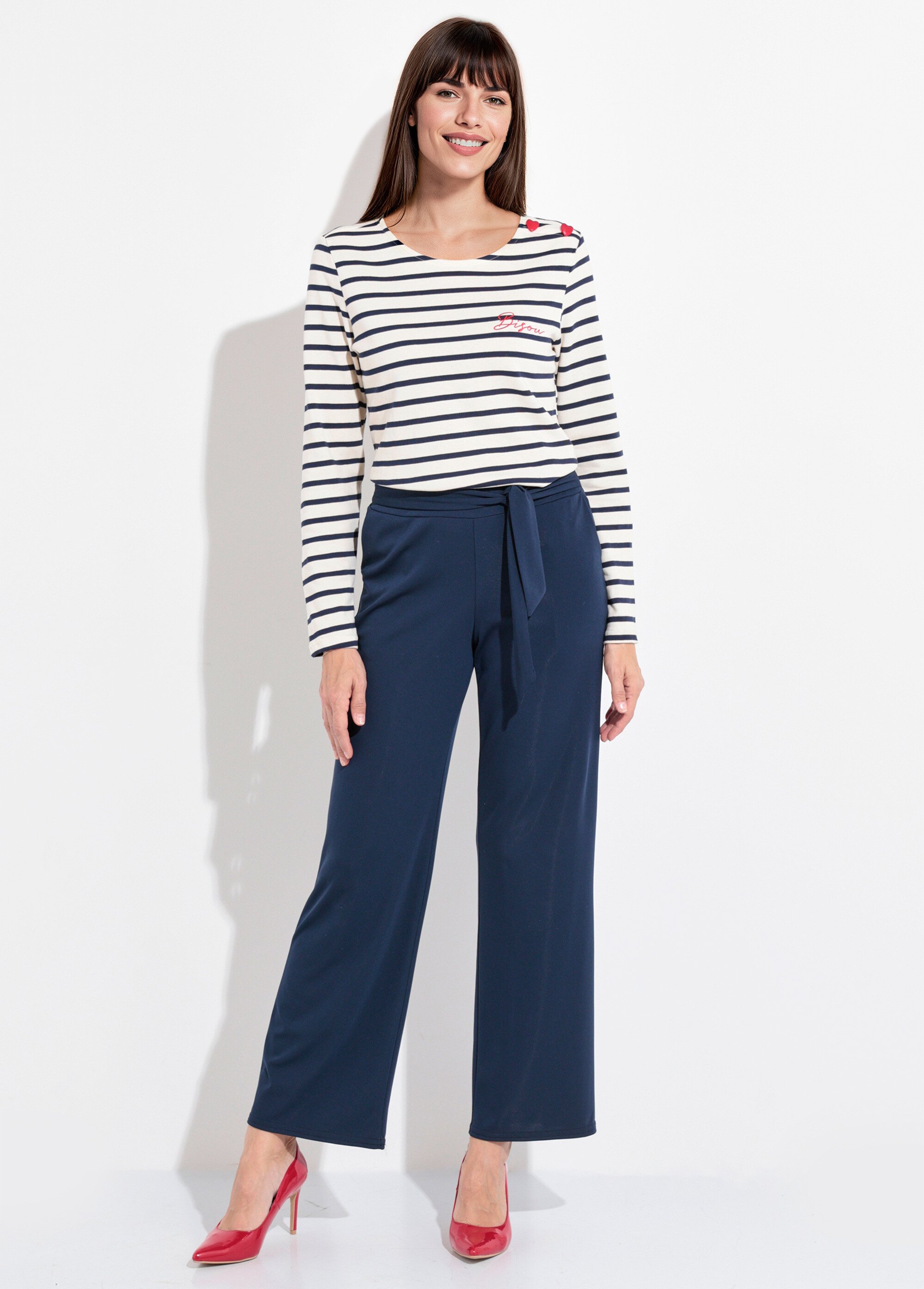 Pantalon fluide extensible à ceinturer Femme Bleu FI-CELINE SF1