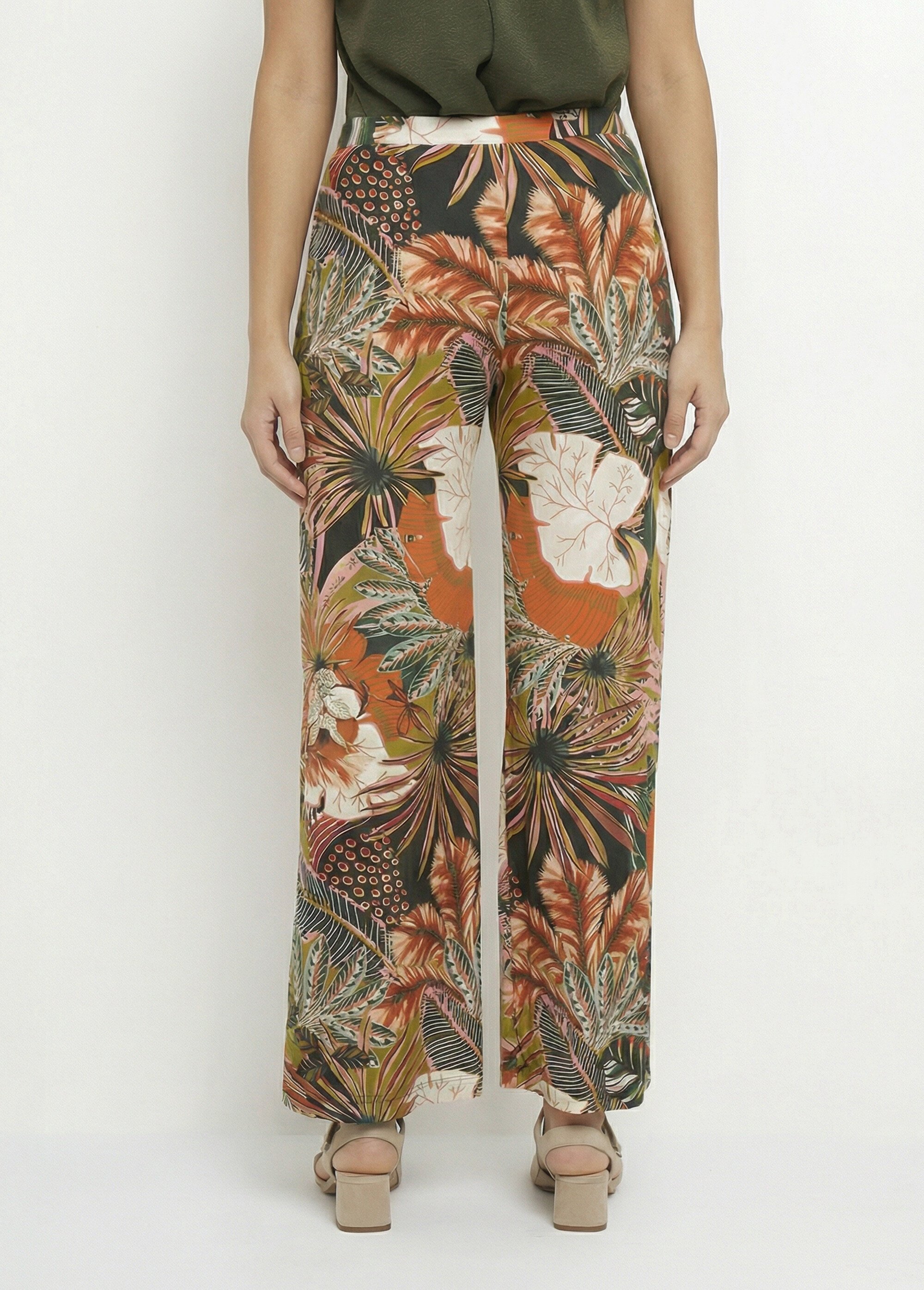Pantalon large, imprimé jungle