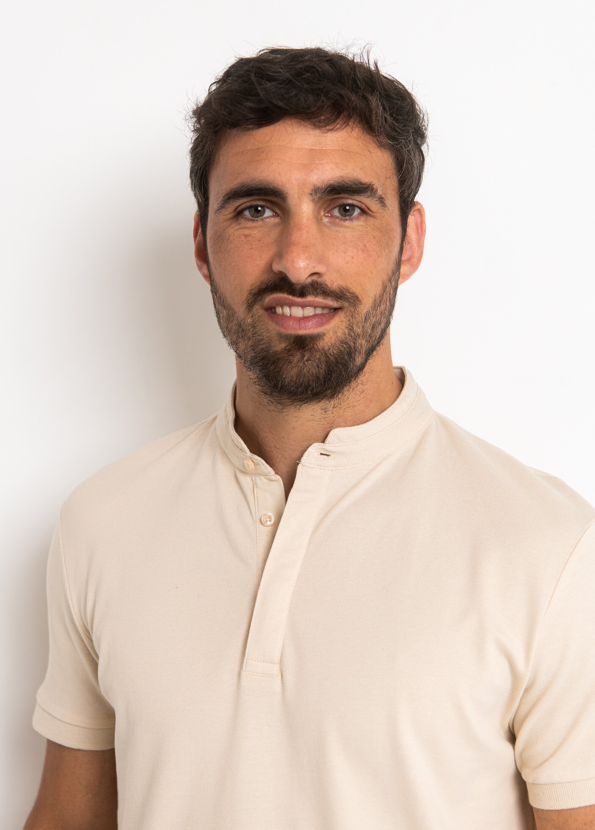 Polo manches courtes avec col mao Beige AUBH0003 FA2