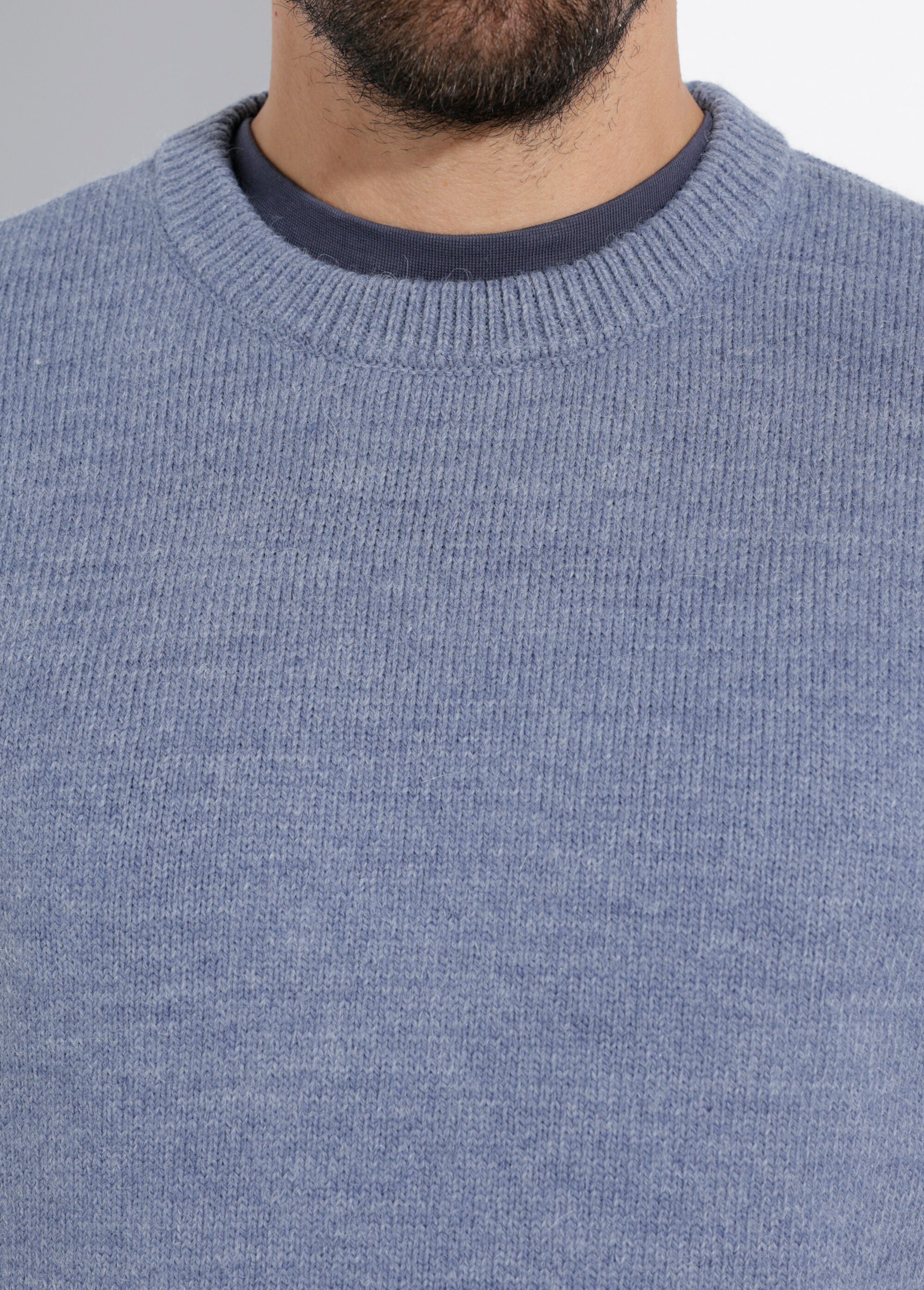 Pull chaud maille laine et col rond Homme Bleu STI23001 DE1