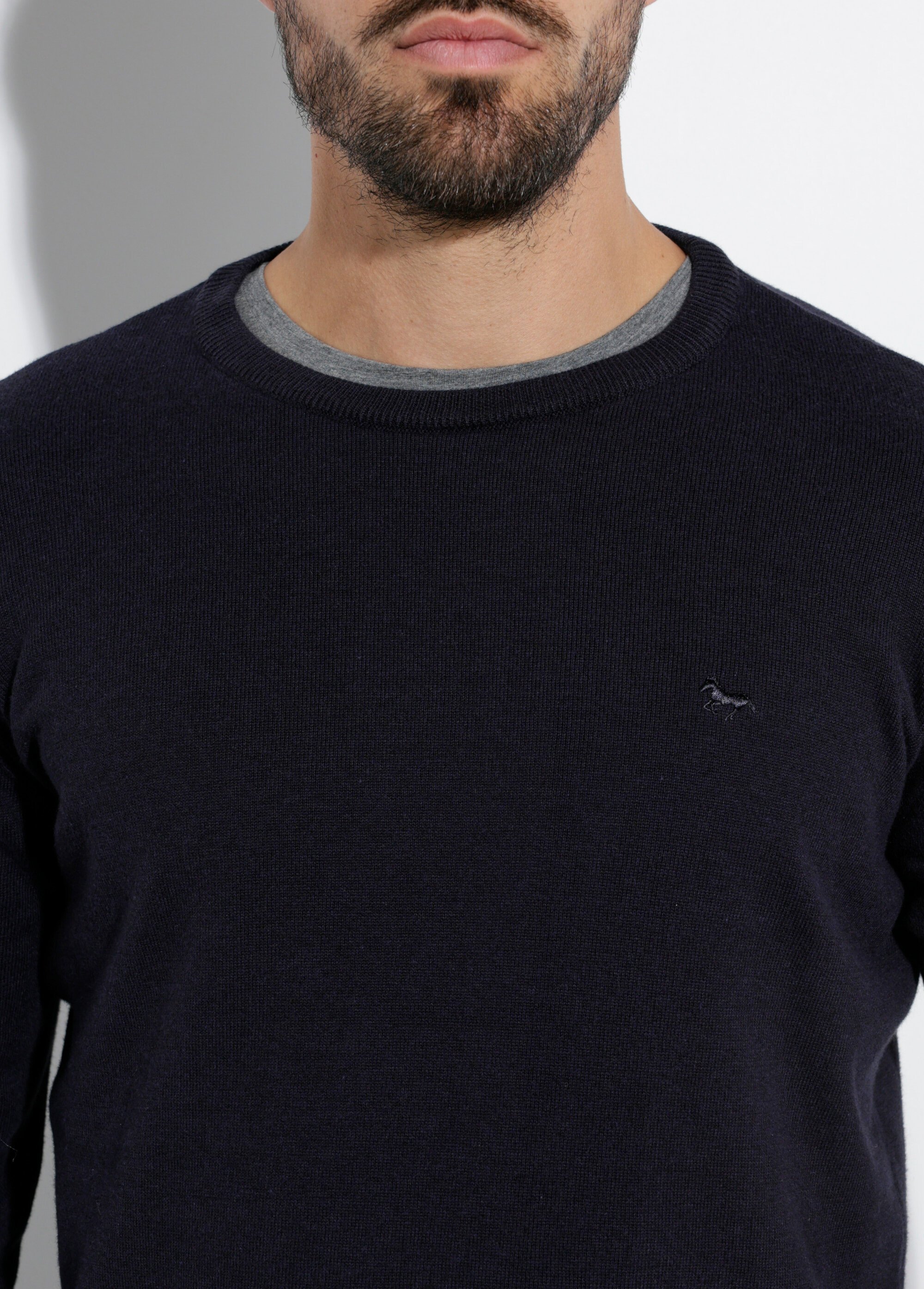 Pull fin coton, col rond manches longues Homme Bleu STIO1002 DE1
