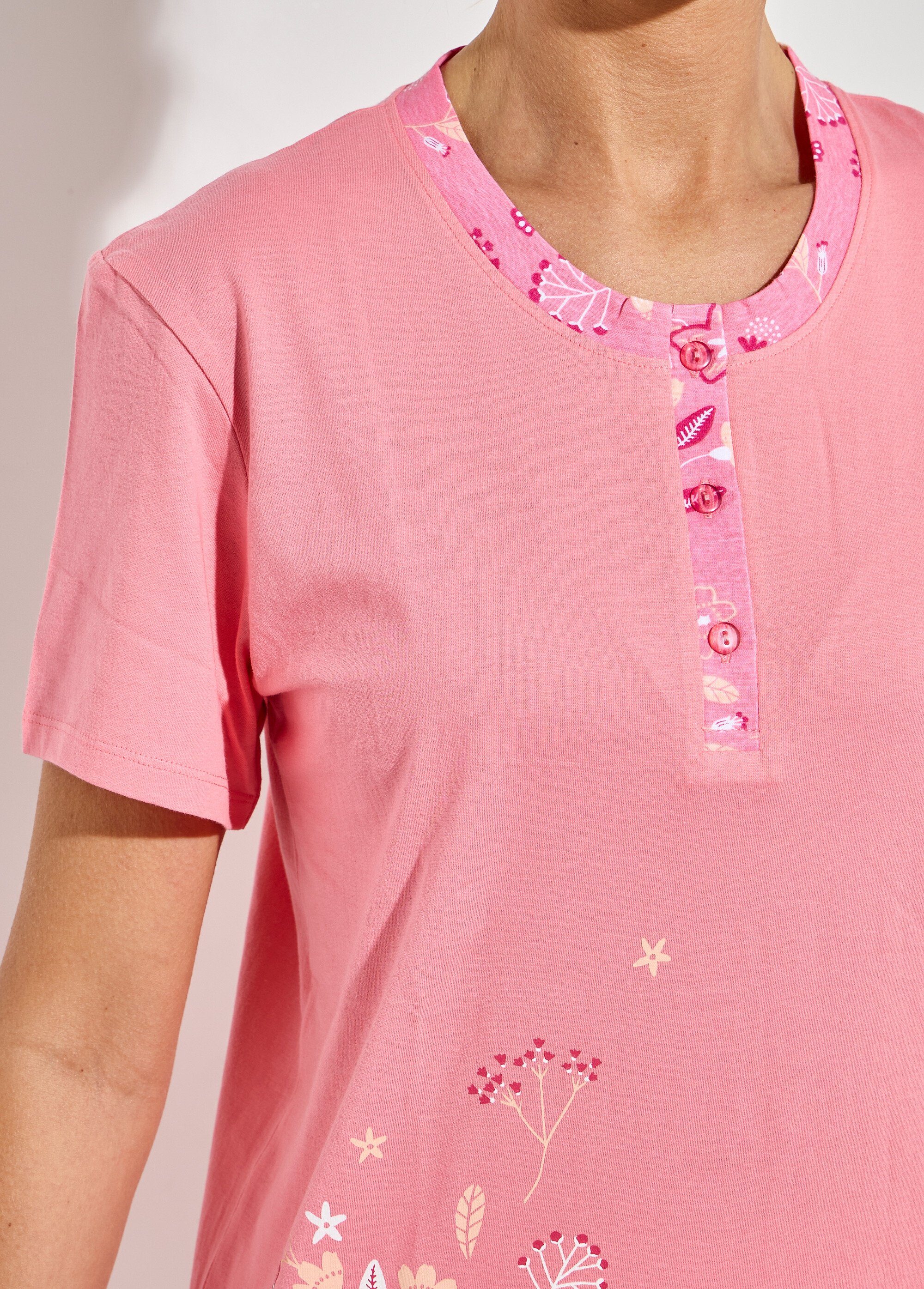 Pyjama corsaire col tunisien coton Femme Rose STEG DE1