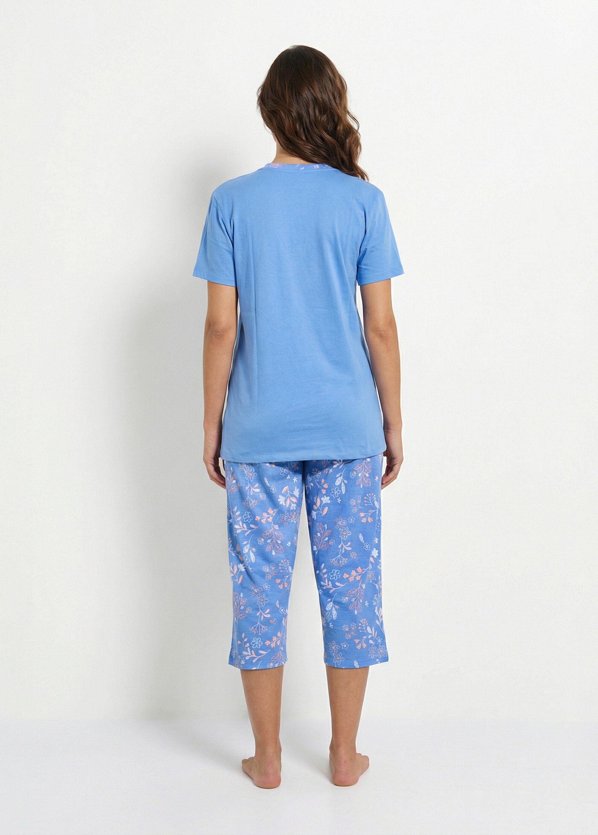 Pyjama fleuri manches courtes et corsaire