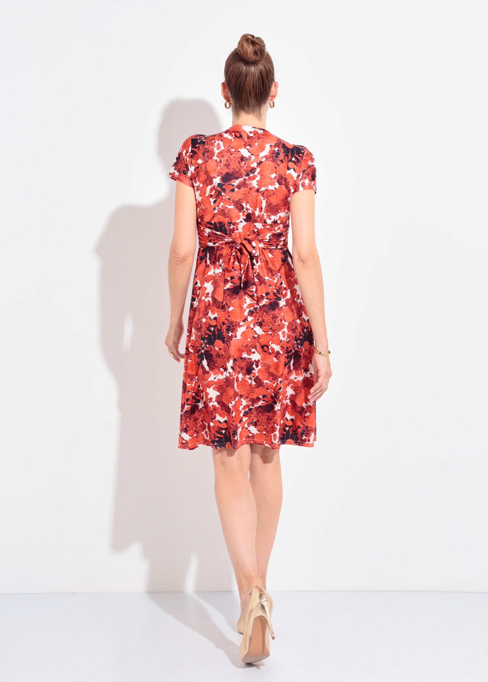 Robe courte graphique à manches courtes Femme Orange FI-MONIORANG DO1