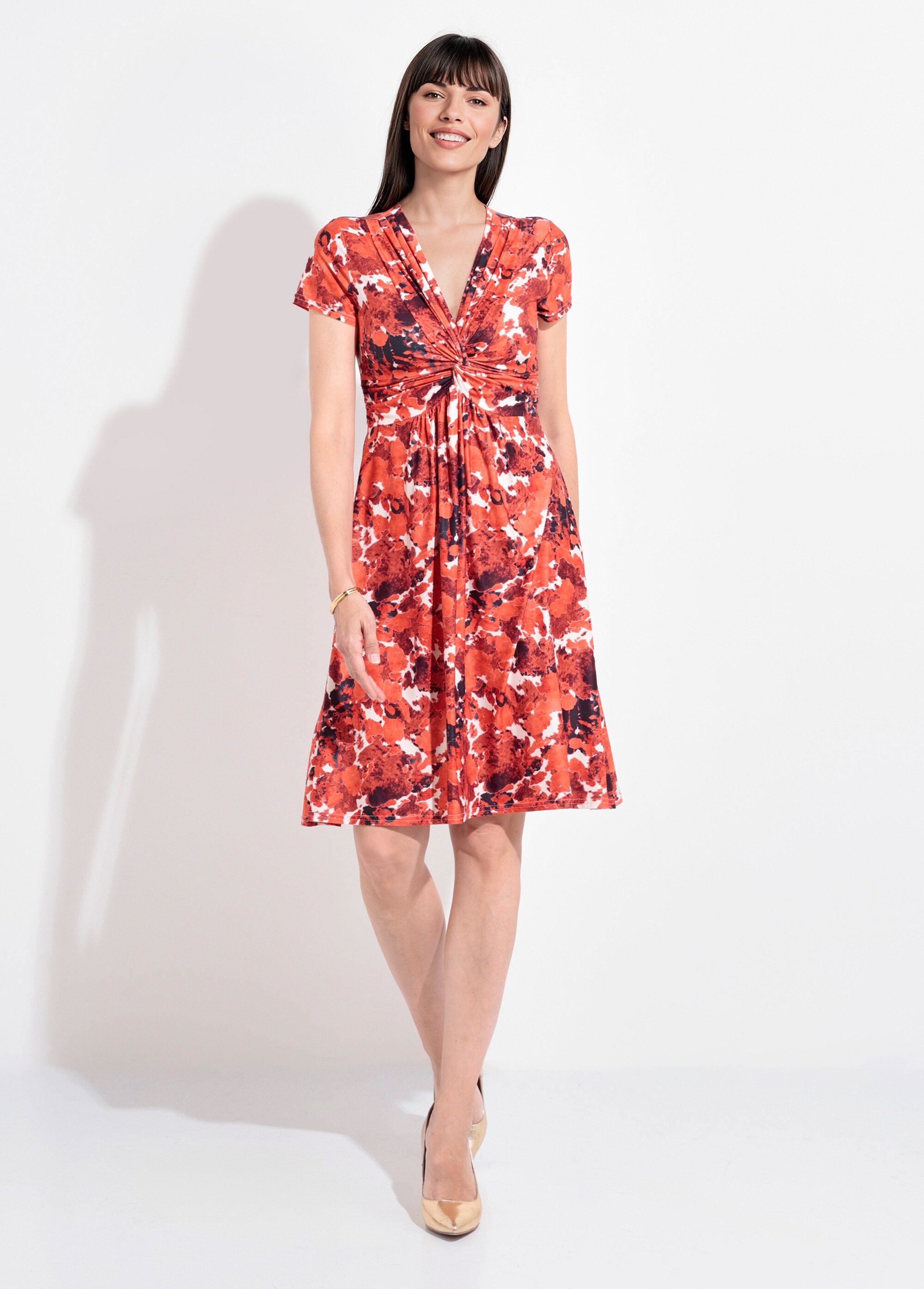 Robe courte graphique à manches courtes Femme Orange FI-MONIORANG FA1