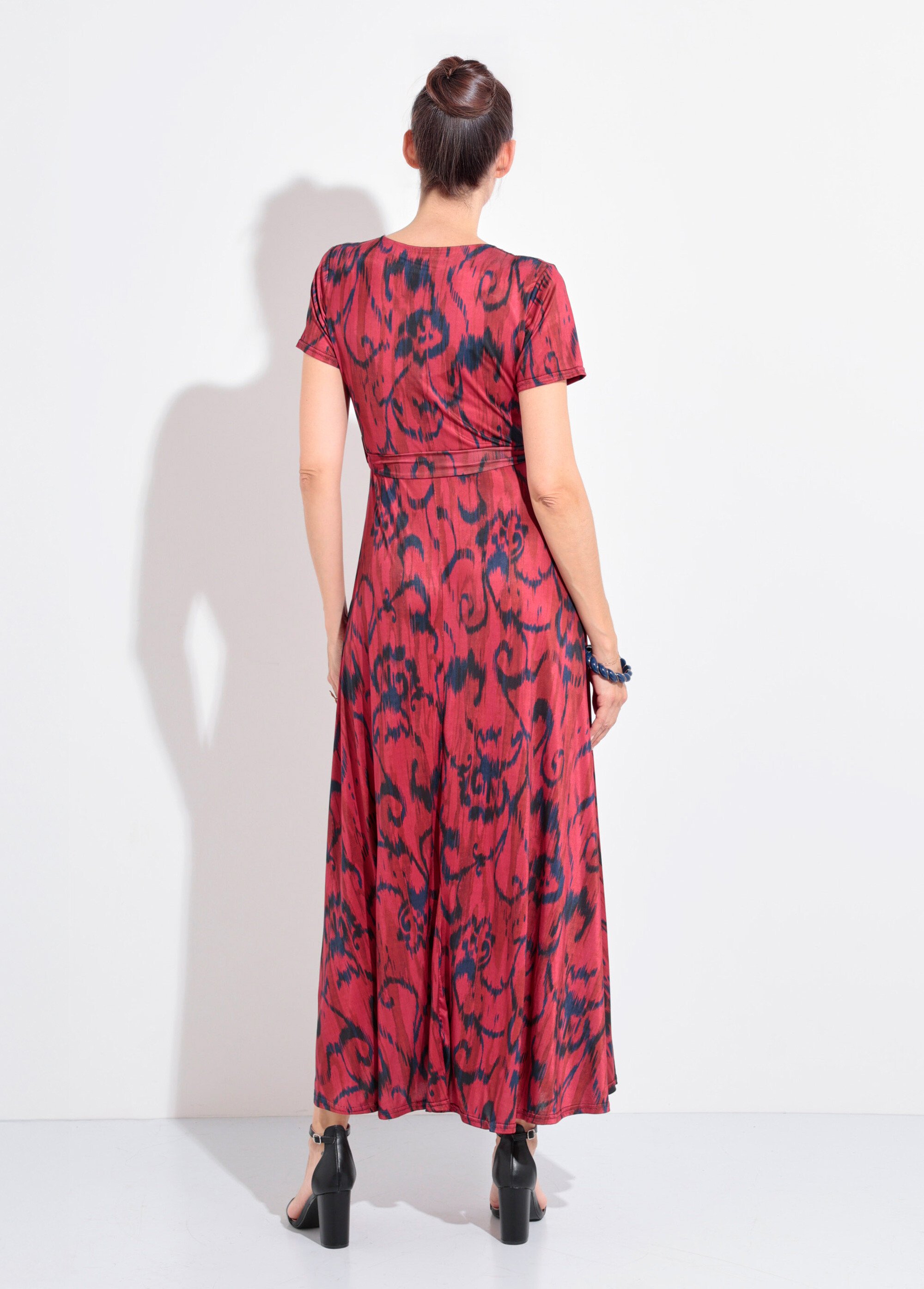 Robe longue, col V cache-cœur ceinturée Femme Noir FI-ROBENIRONO DO1