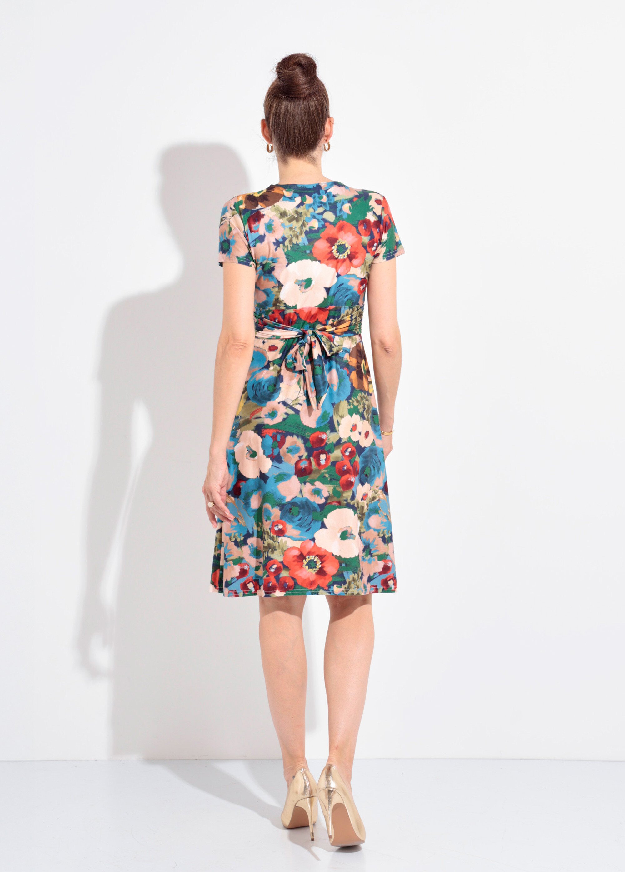 Robe manches courtes imprimé coquelicot Femme Bleu FI-MONIFLEURS DO1