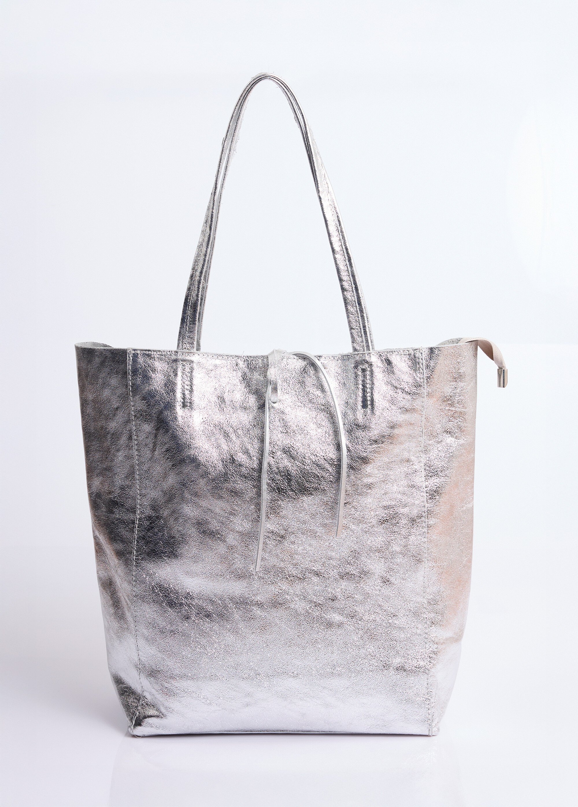 Sac shopping en cuir véritable Femme Argenté NES338LB2601 DE1