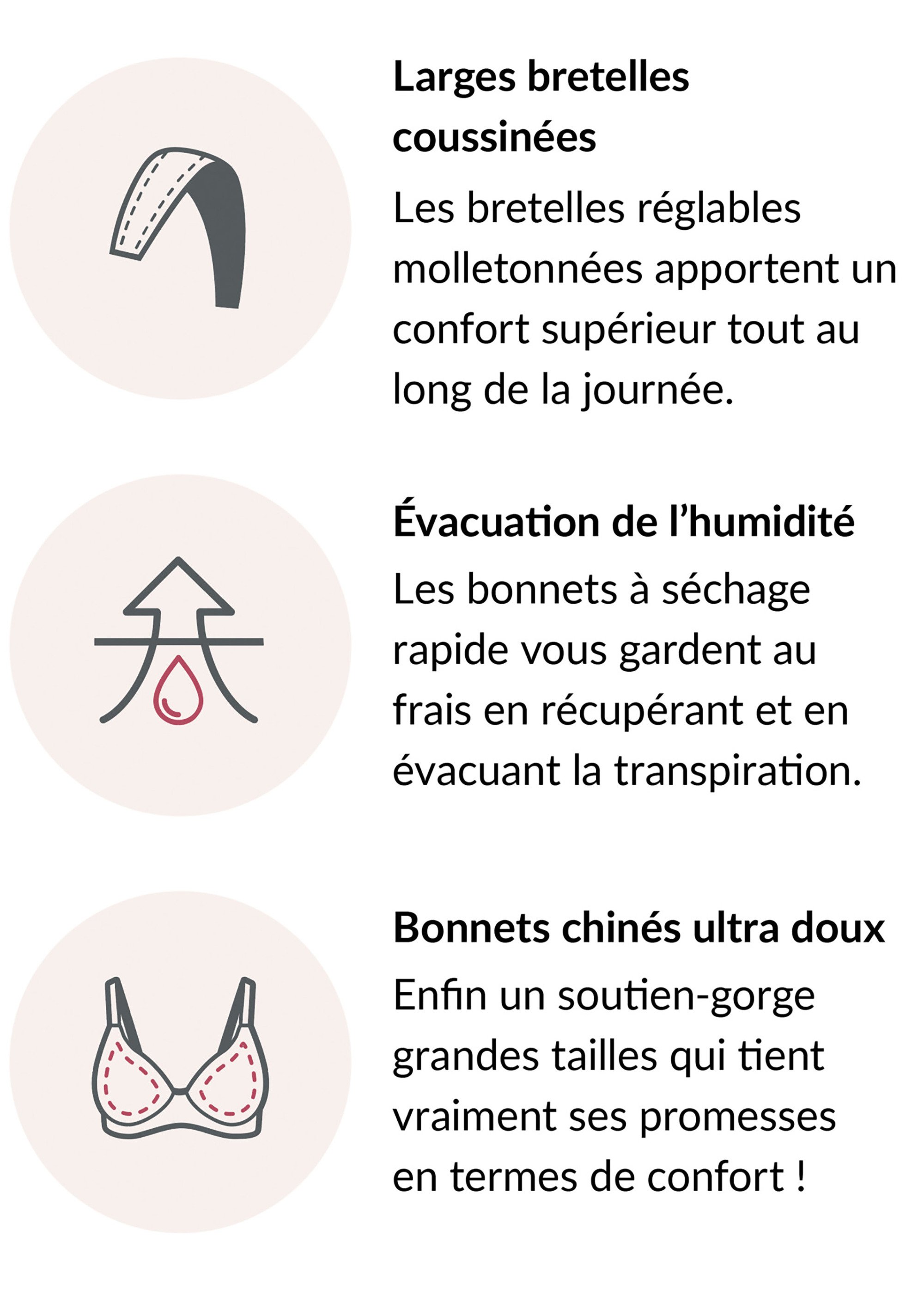 Soutien-gorge MagicLift Anti-Humidité Sans Armatures Spécial Grandes Tailles n°1064 Femme Grande Taille Gris 1064 DE4