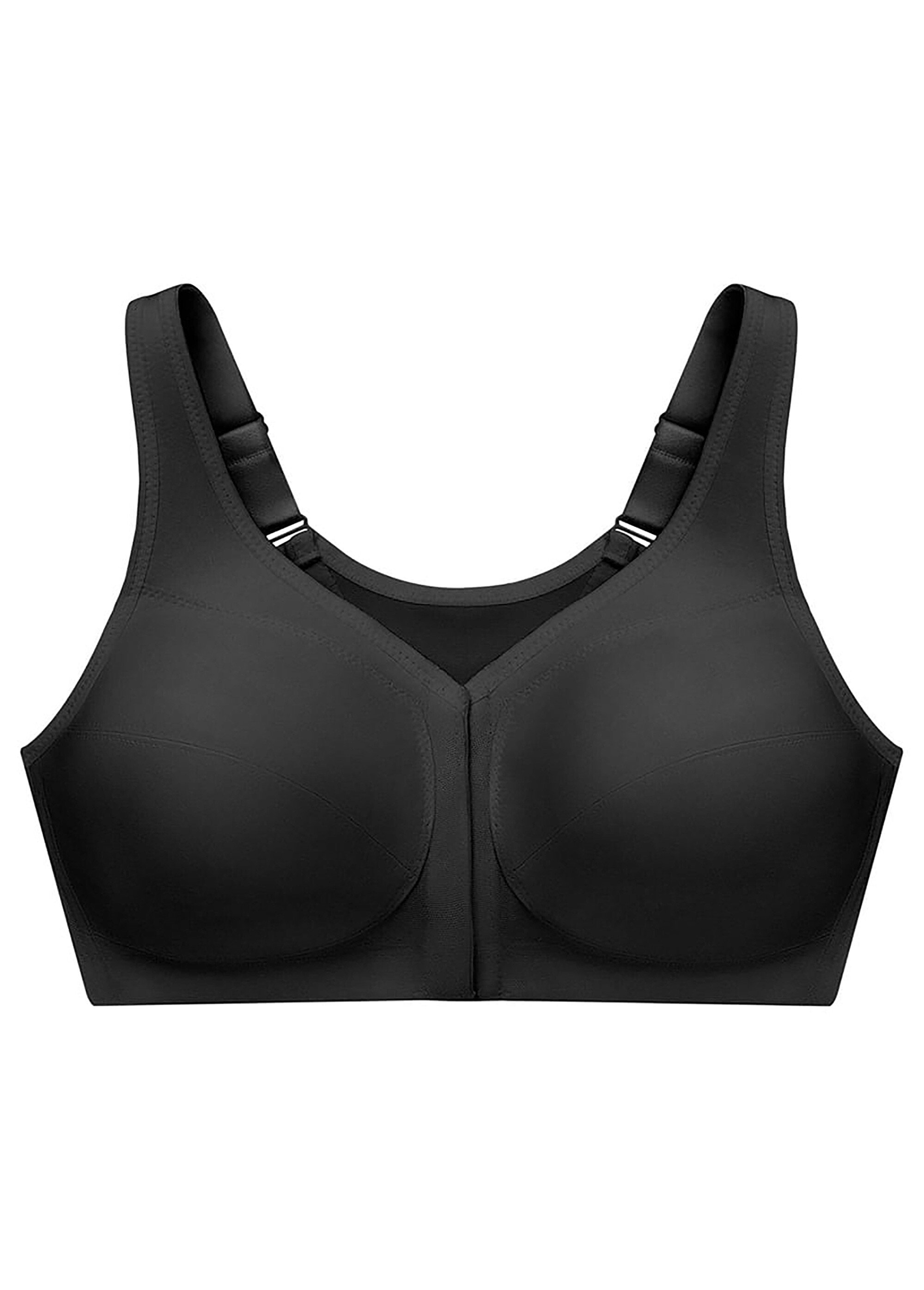 Soutien-gorge MagicLift Grandes Tailles Aide à la Posture, Fermeture Frontale, Sans Armatures n°1265 Femme Grande Taille Noir 1265 FA2