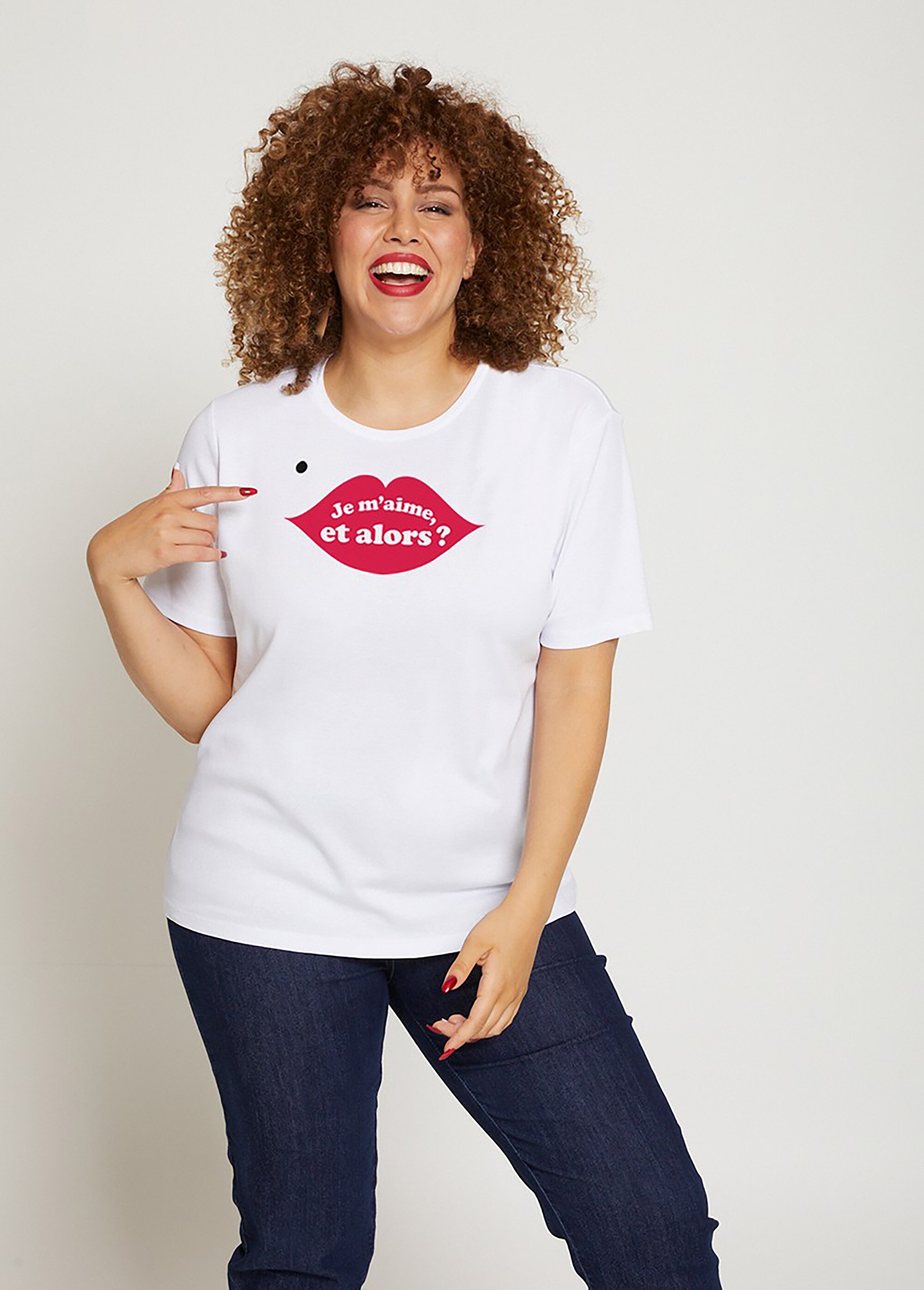 T-shirt coton bio coupe droite à message