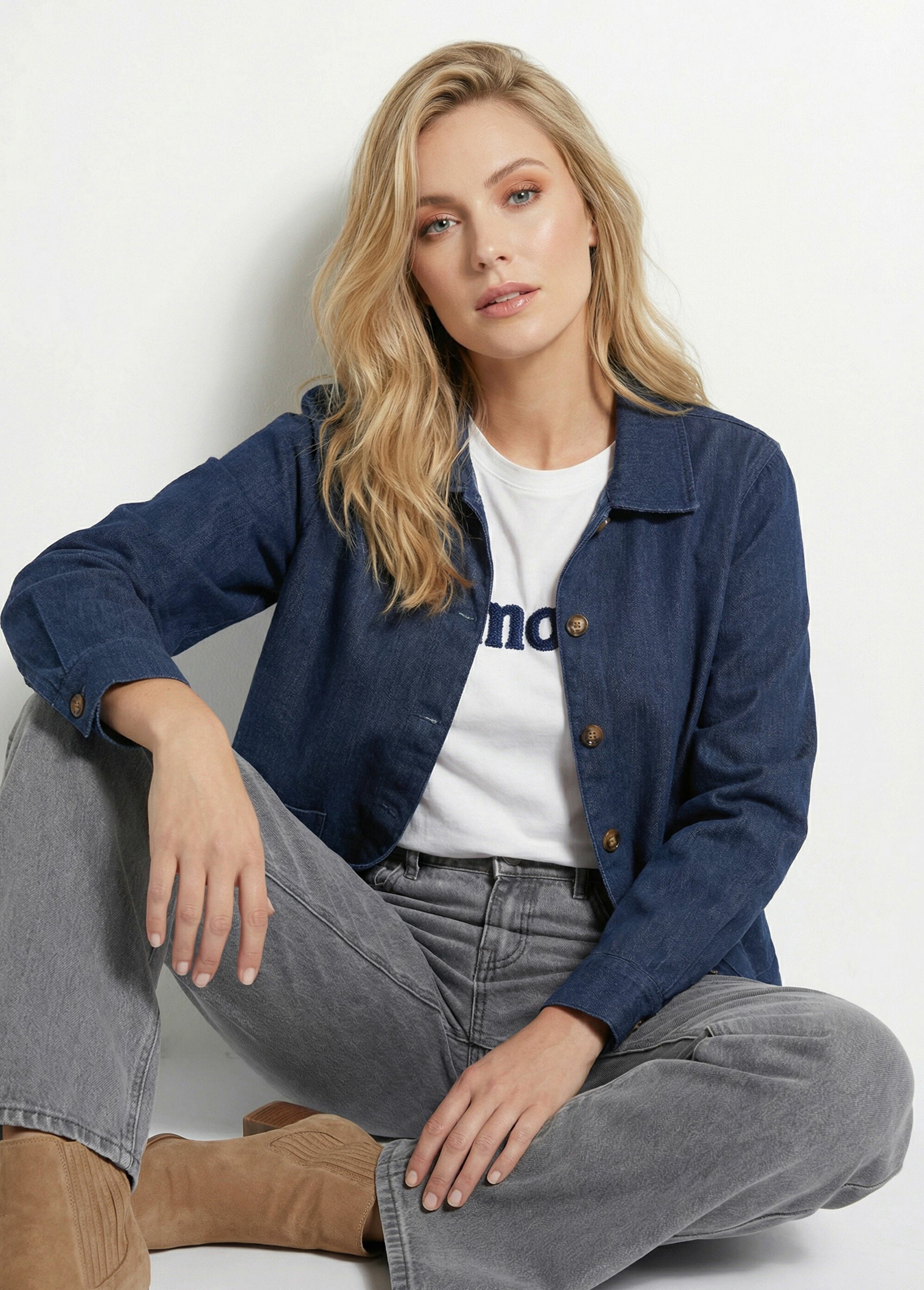 Veste en denim brut, style workwear Femme Bleu IA-R5150-7 MV1