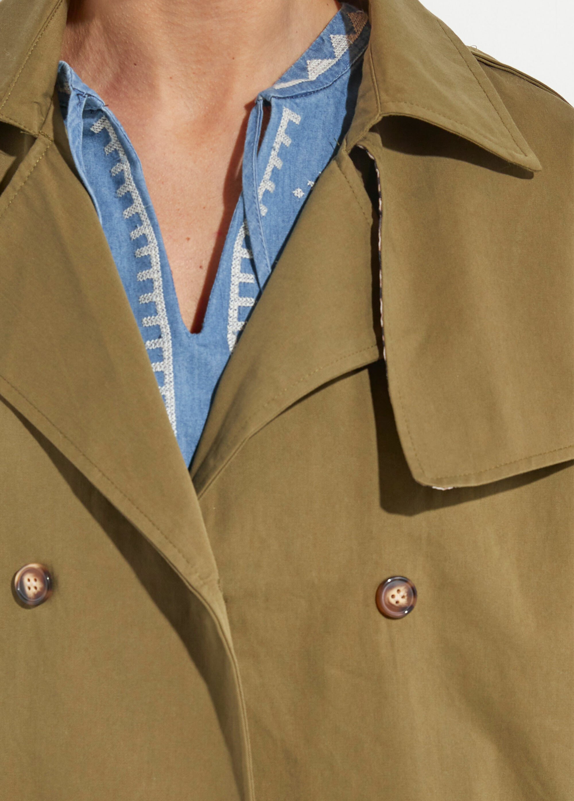 Veste type trench, détails façon corne Femme Vert IA-V8122 DE2