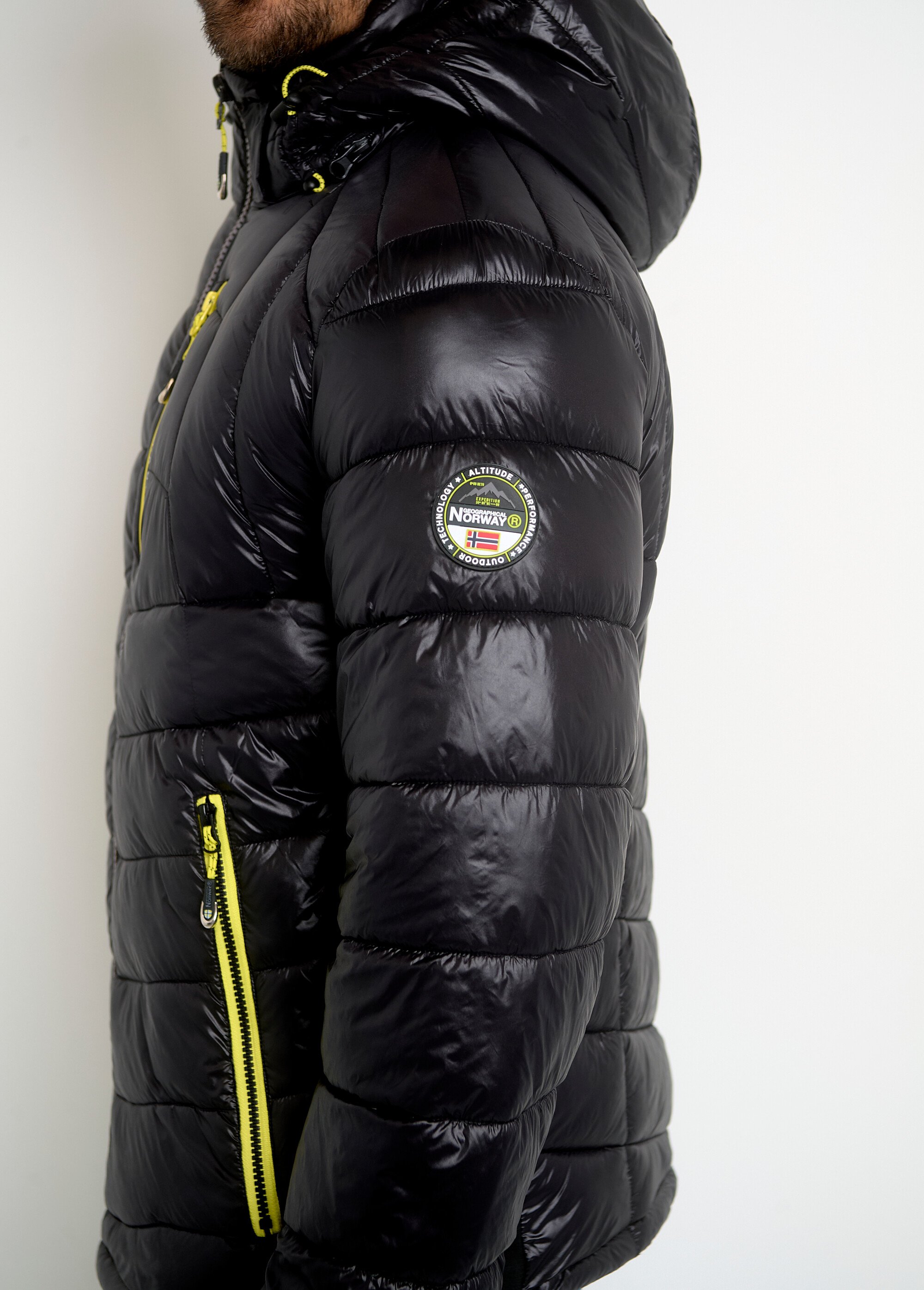 Doudoune chaude brillante détails fluo Homme Noir ARTWW2163H/GN GA1