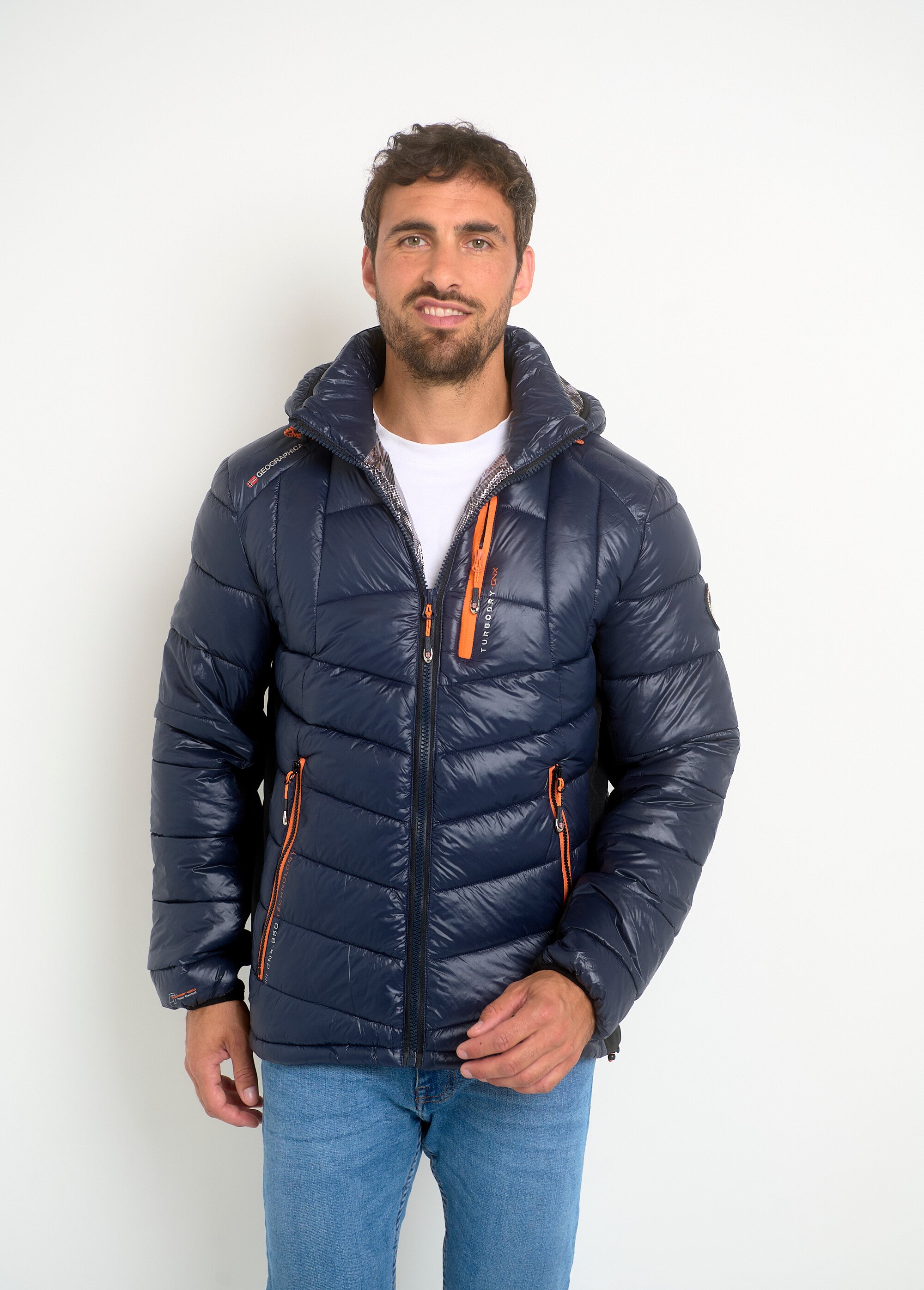 Doudoune chaude brillante détails fluo