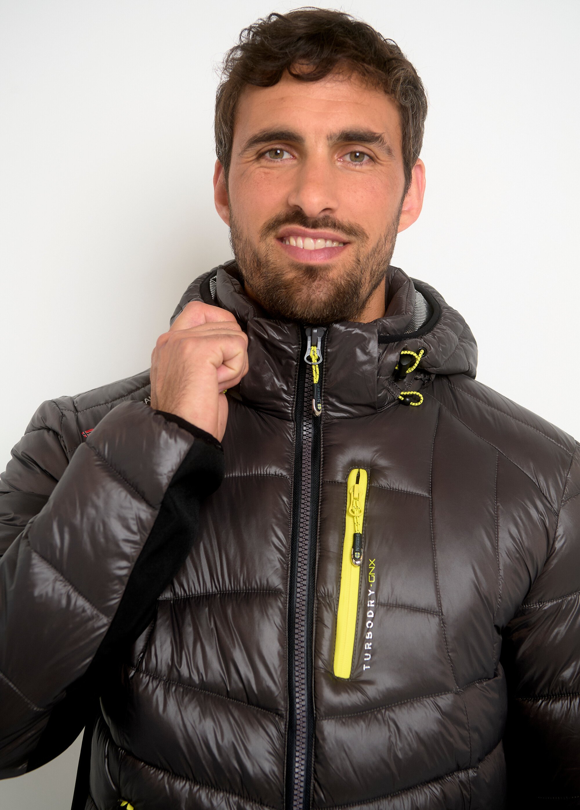 Doudoune chaude brillante détails fluo