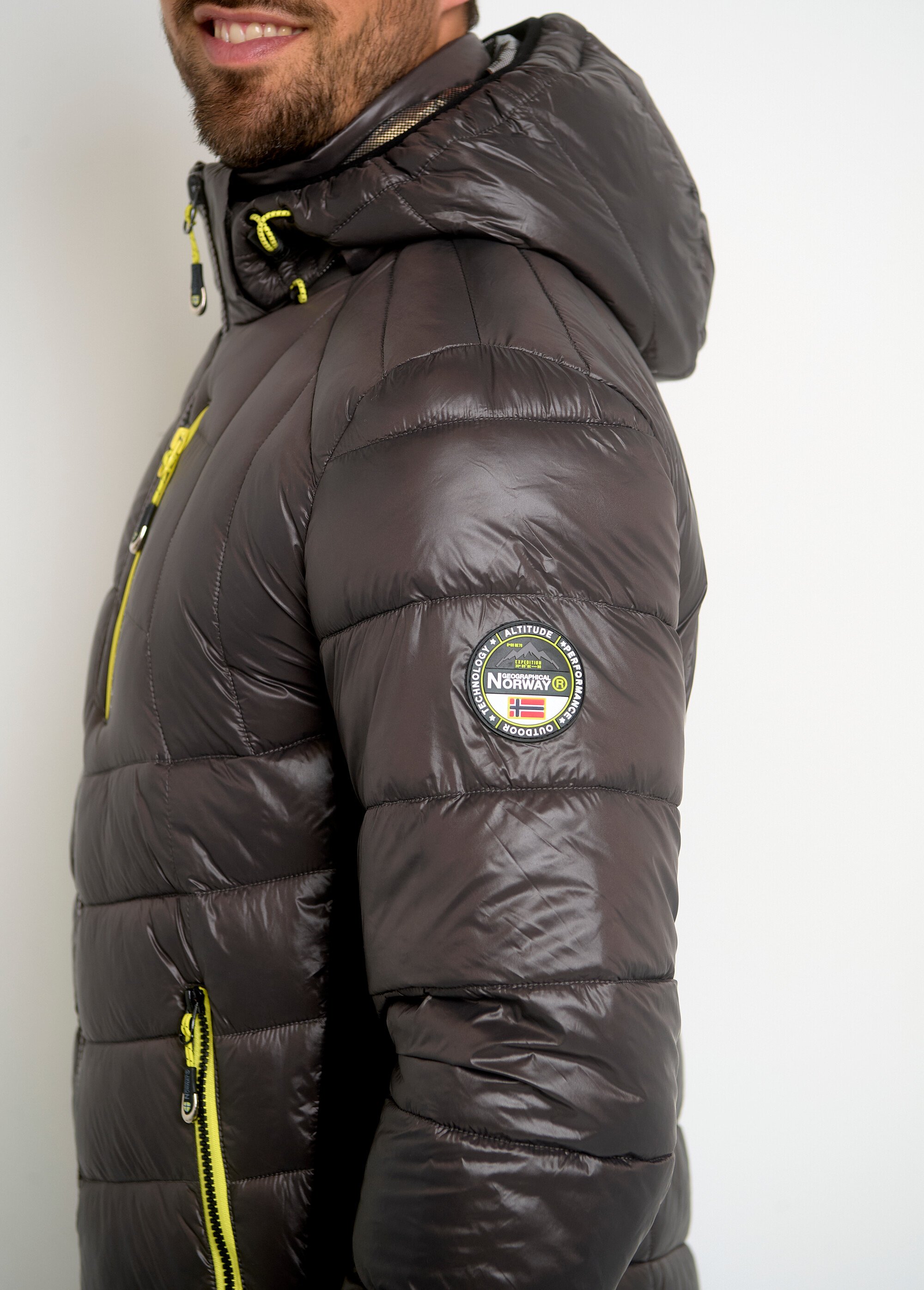 Doudoune chaude brillante détails fluo Homme Gris ARTWW2163H/GN GA1