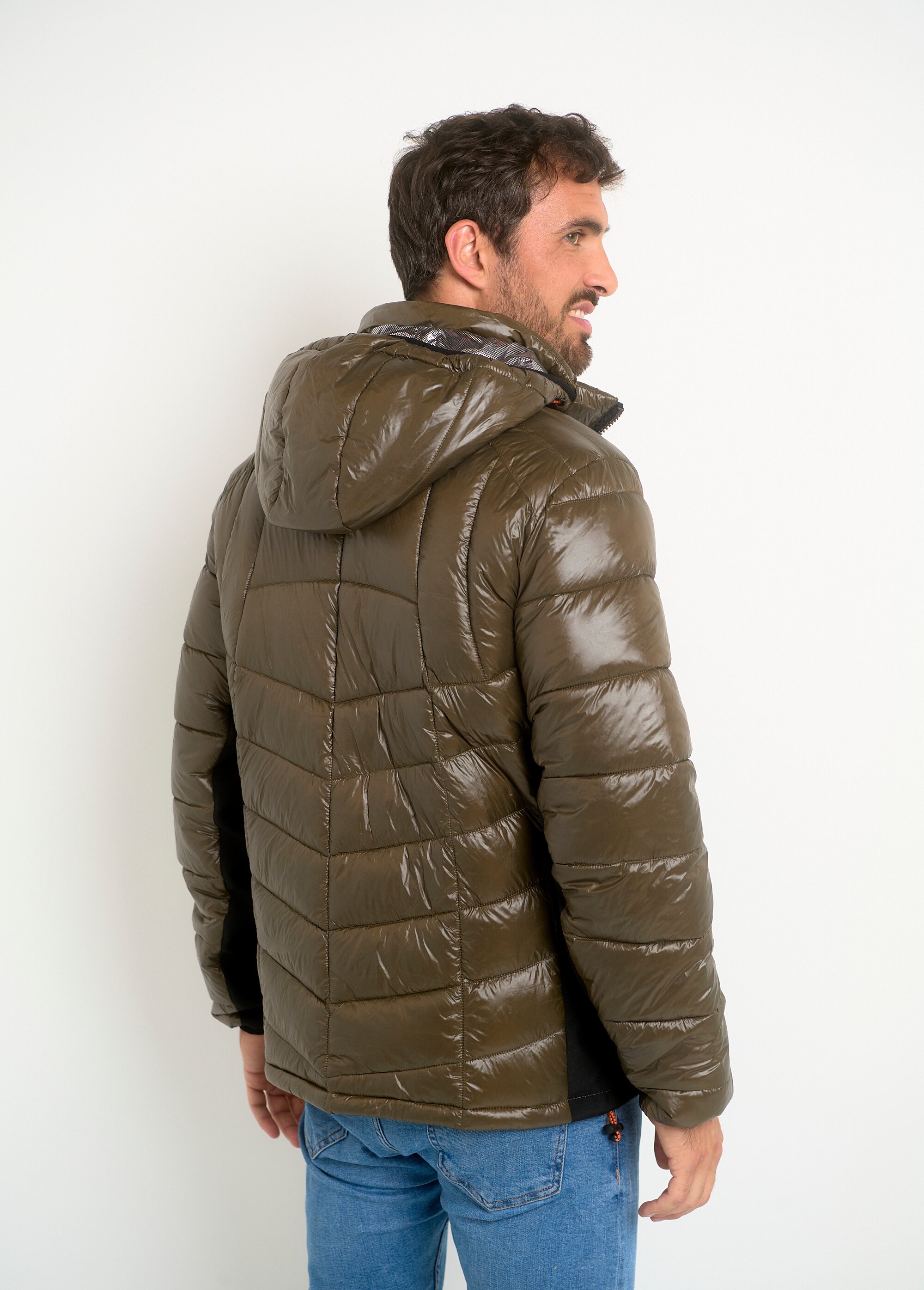 Doudoune chaude brillante détails fluo