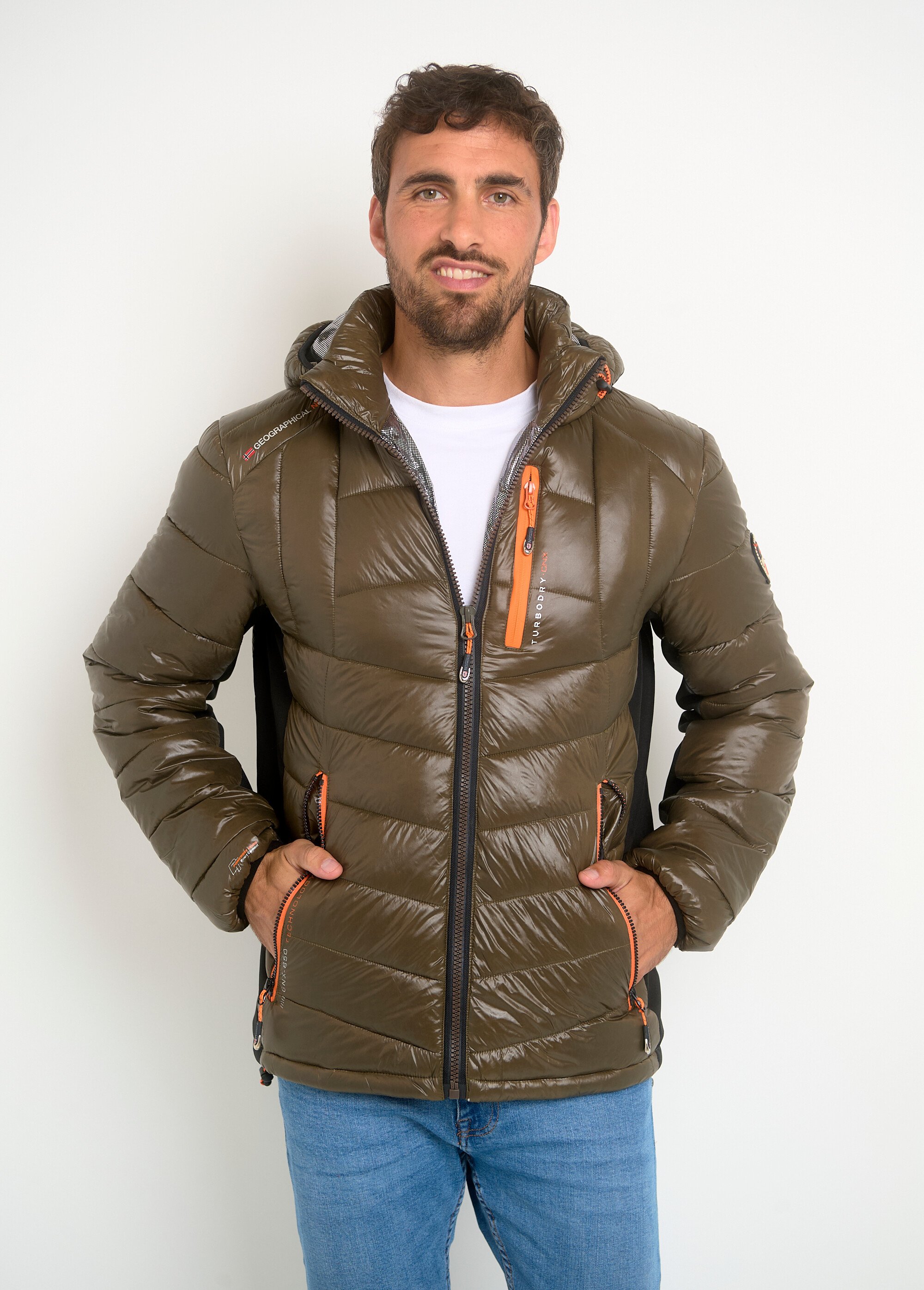 Doudoune chaude brillante détails fluo