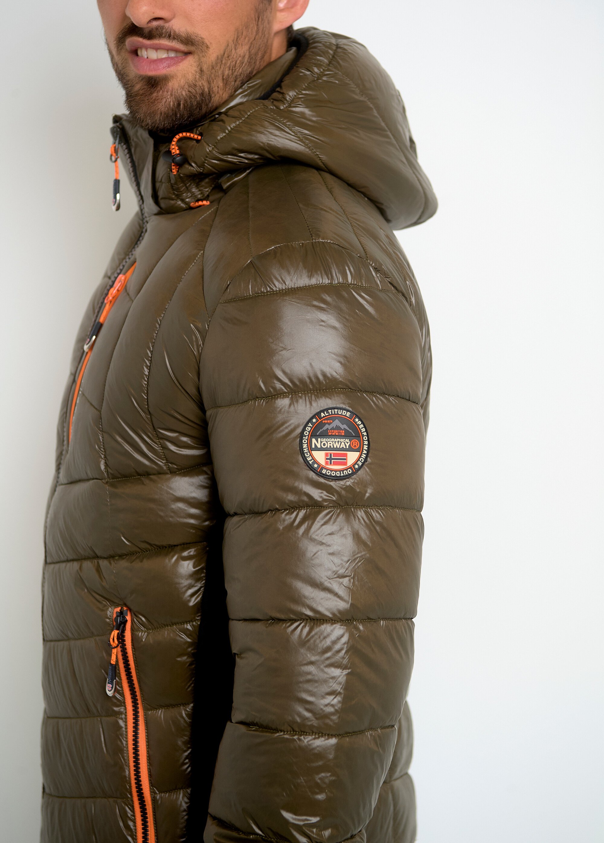 Doudoune chaude brillante détails fluo Homme Vert ARTWW2163H/GN GA1