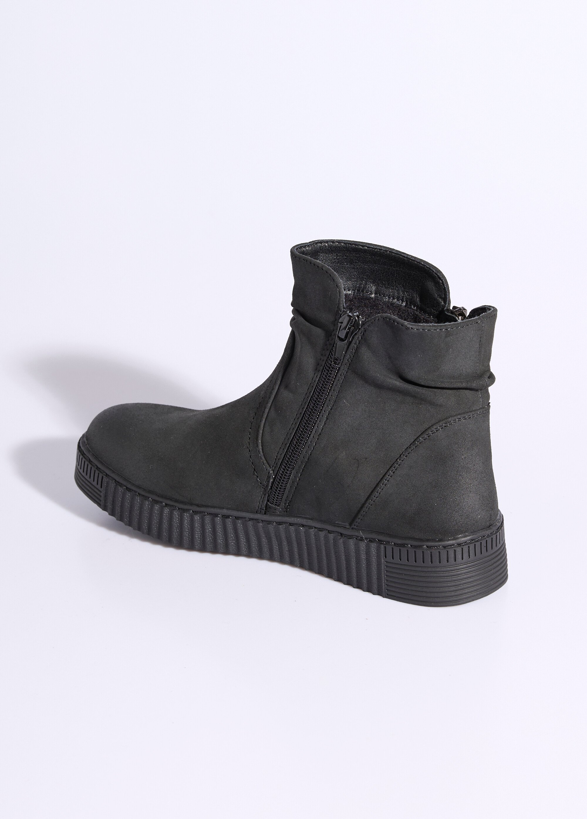 Boots suédées avec semelle compensée Femme Noir JPTDF-5302 DO1