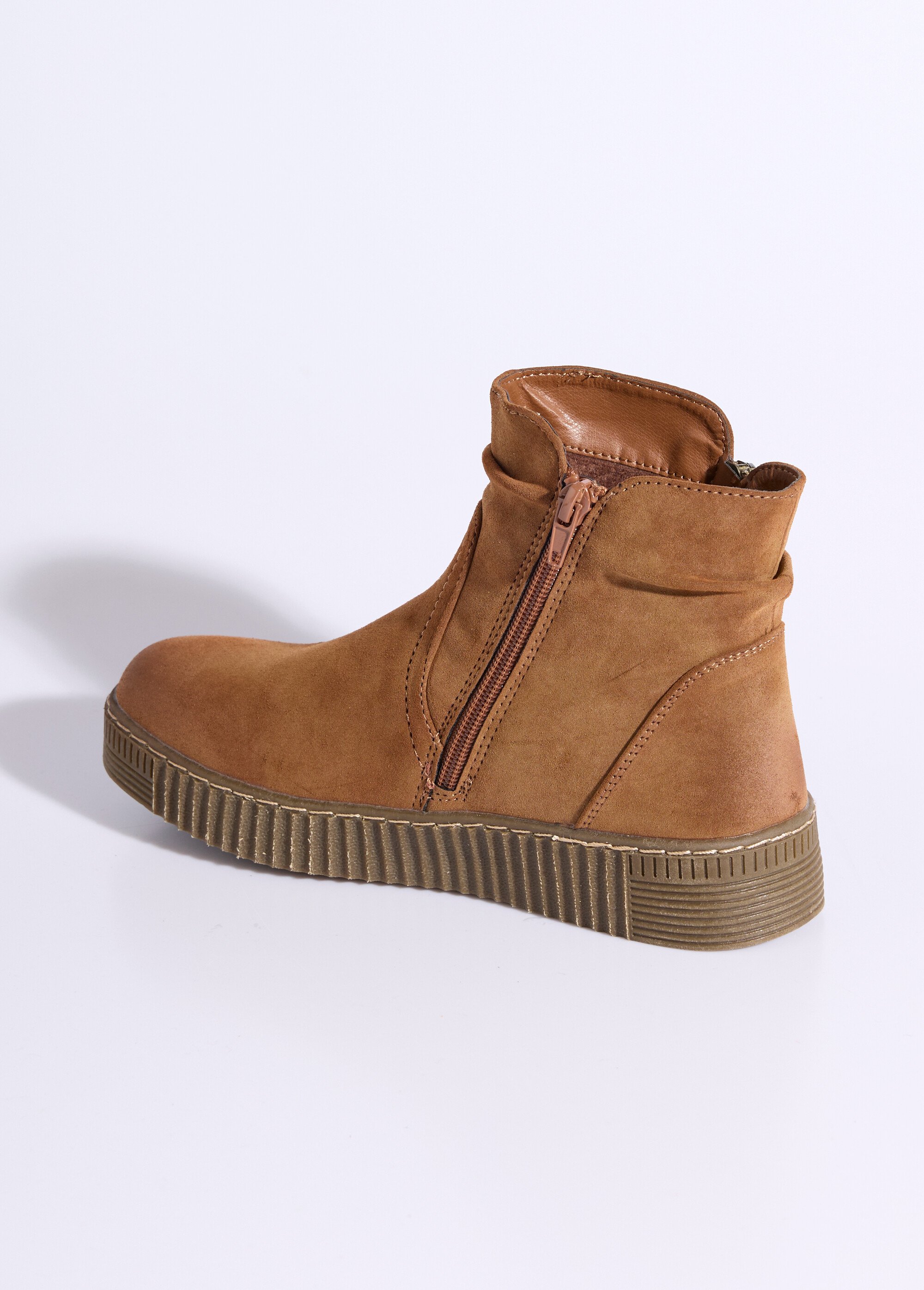 Boots suédées avec semelle compensée Femme Beige JPTDF-5302 DO1
