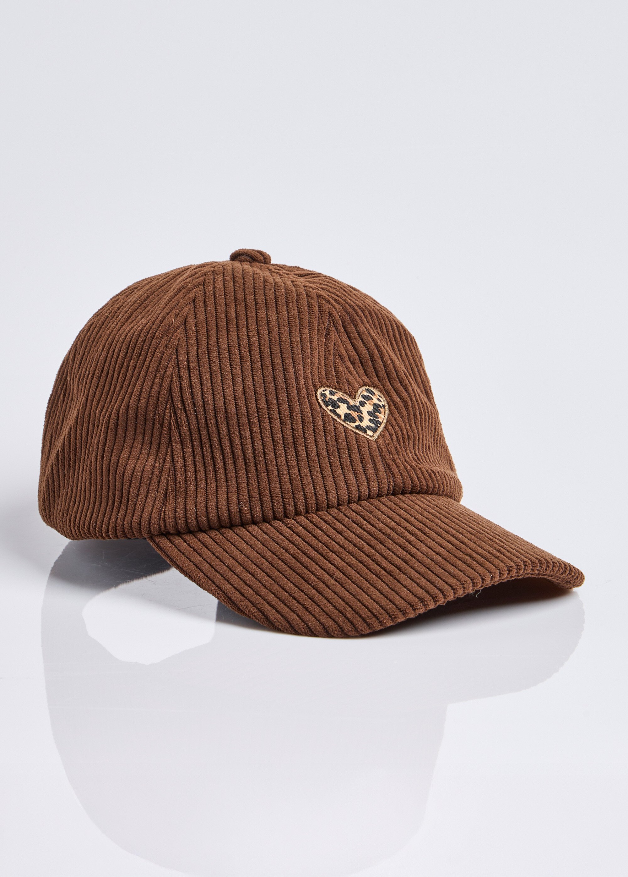 Casquette matière, détail cœur léopard Femme Marron MIL25MP02 FA1