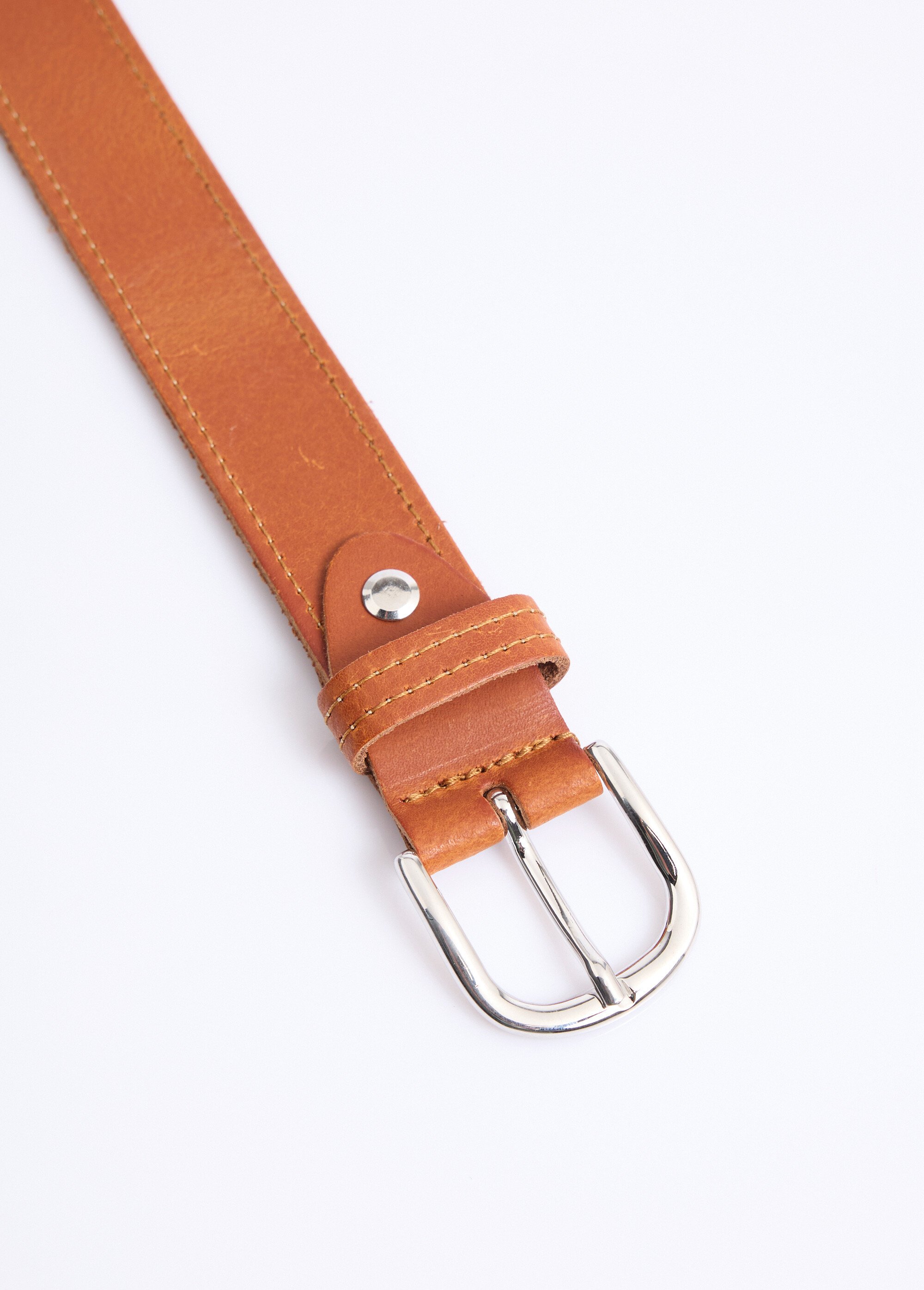 Ceinture casual chic cuir, bords francs