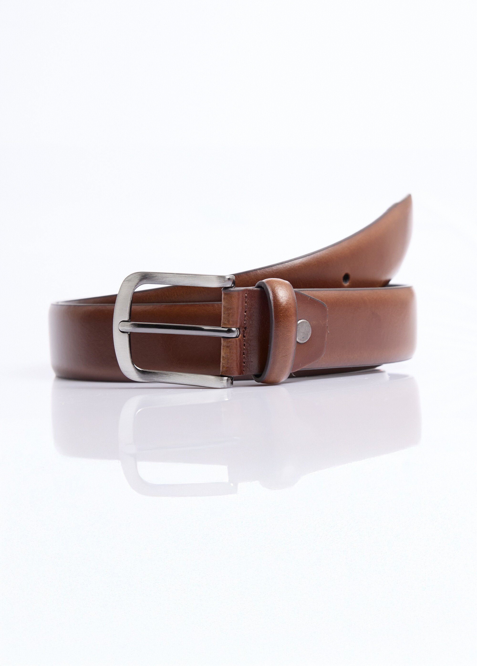 Ceinture cuir bords francs, boucle métal