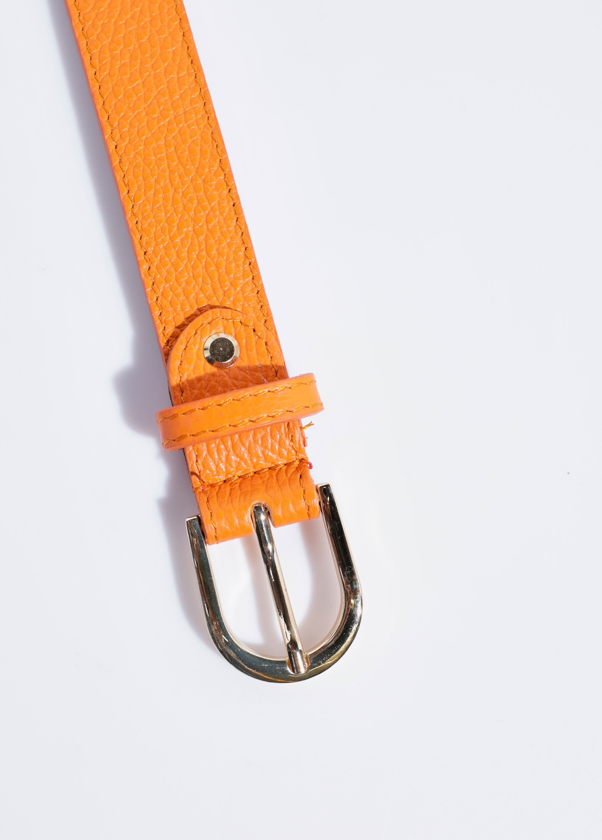 Ceinture en cuir grainé boucle métal Femme Orange TD-FLCEICUIRMED DE1