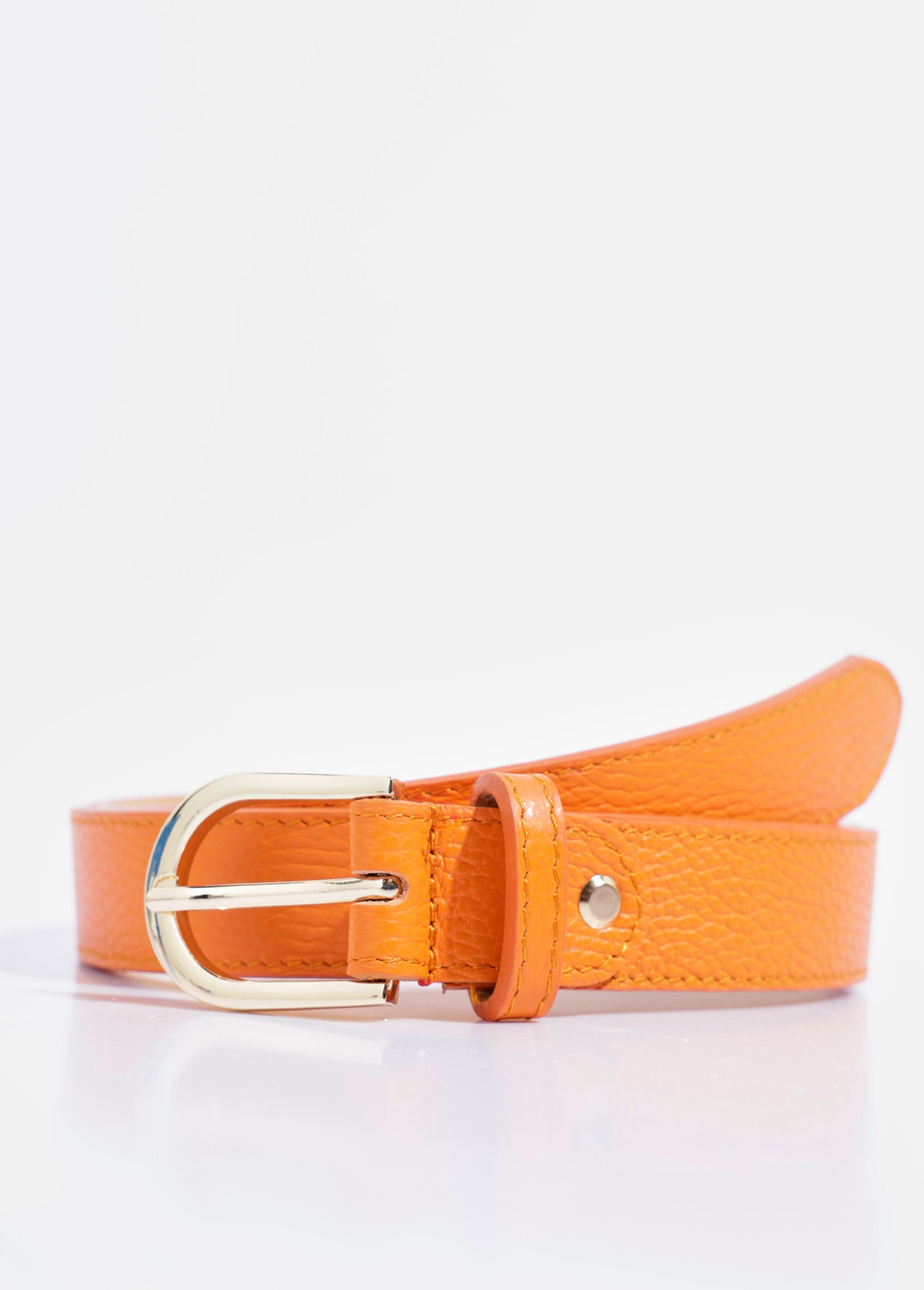 Ceinture en cuir grainé boucle métal Femme Orange TD-FLCEICUIRMED FA1