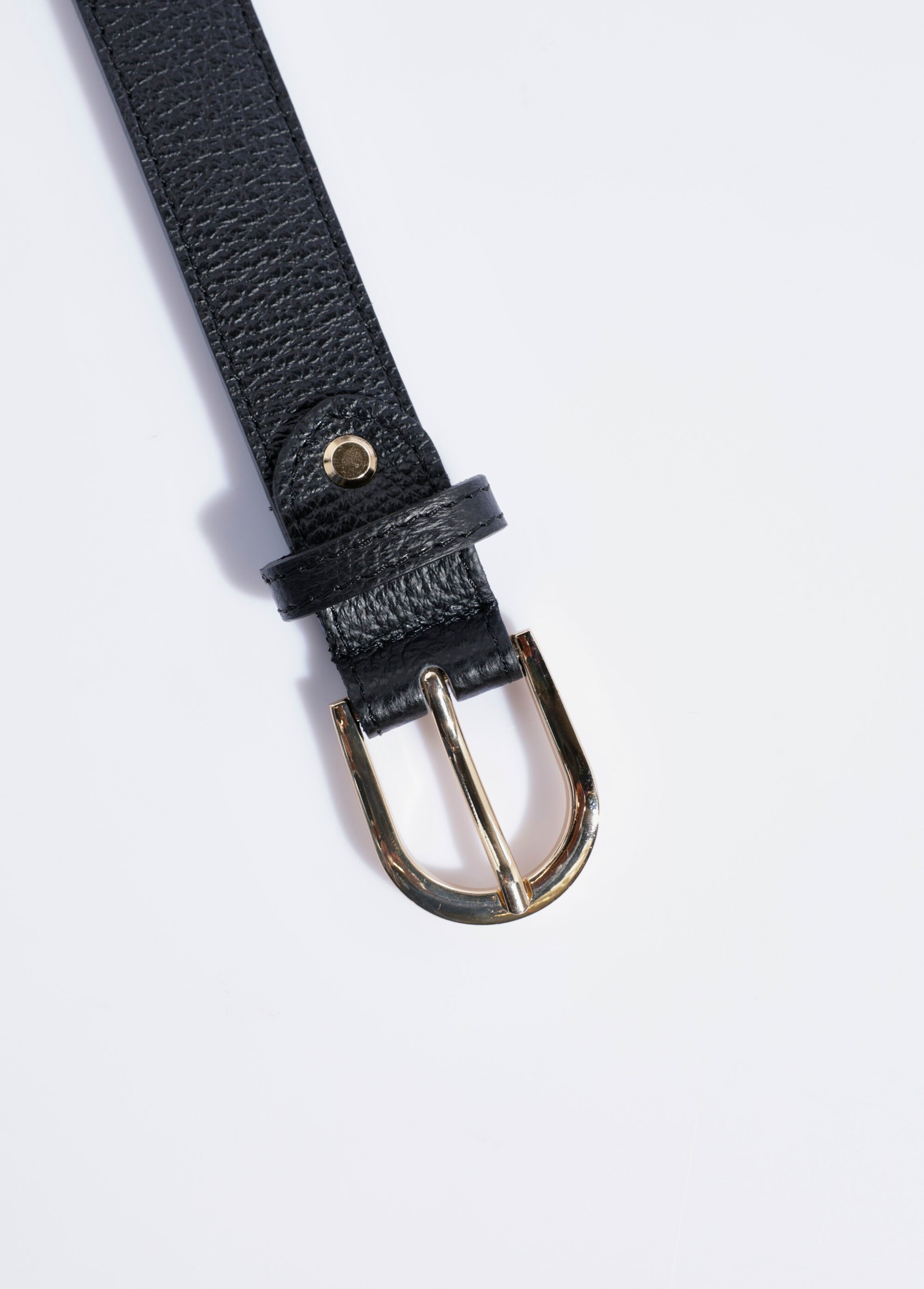 Ceinture en cuir grainé boucle métal Femme Noir TD-FLCEICUIRMED DE1