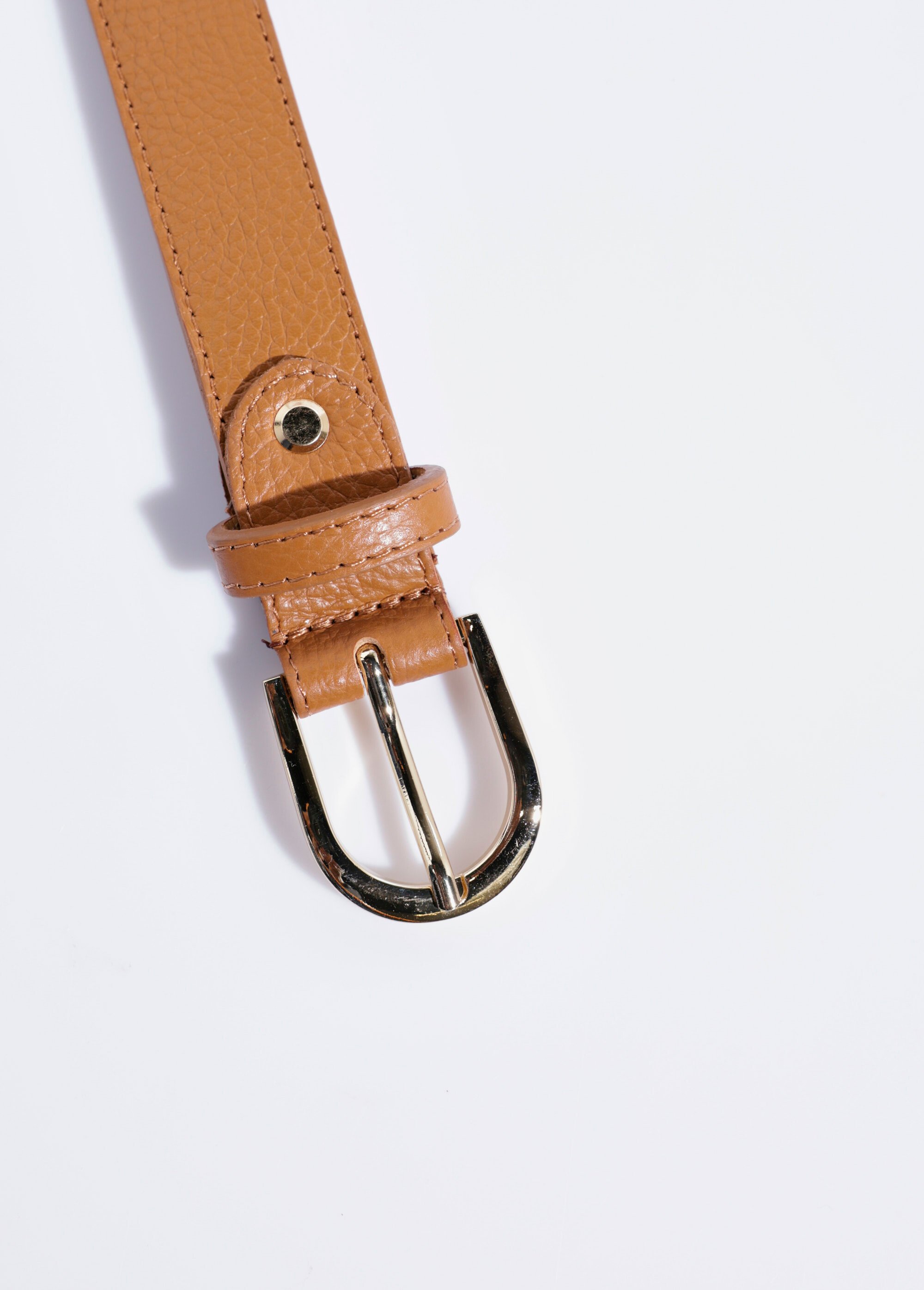 Ceinture en cuir grainé boucle métal Femme Marron TD-FLCEICUIRMED DE1