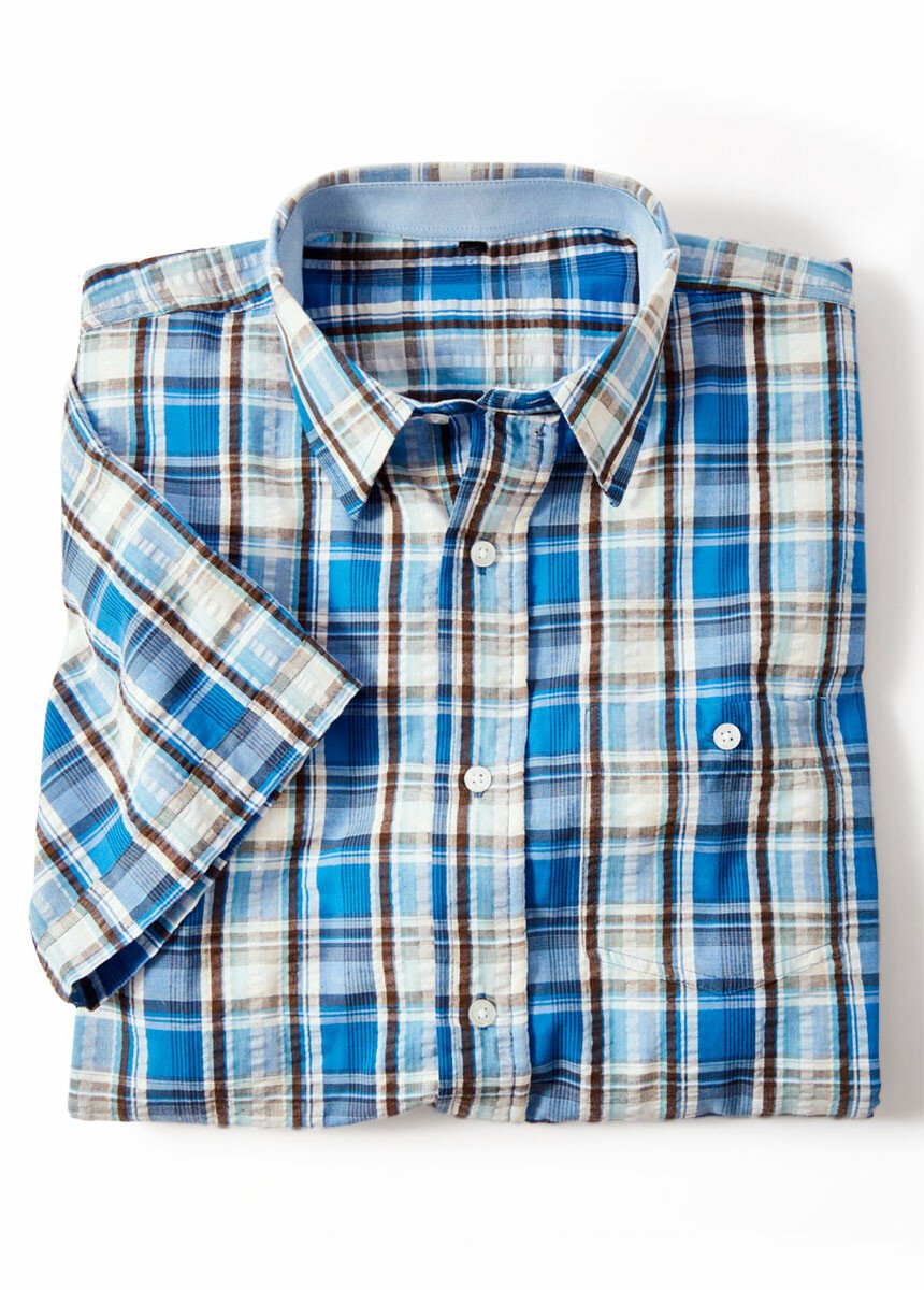 Chemise carreaux en seersucker