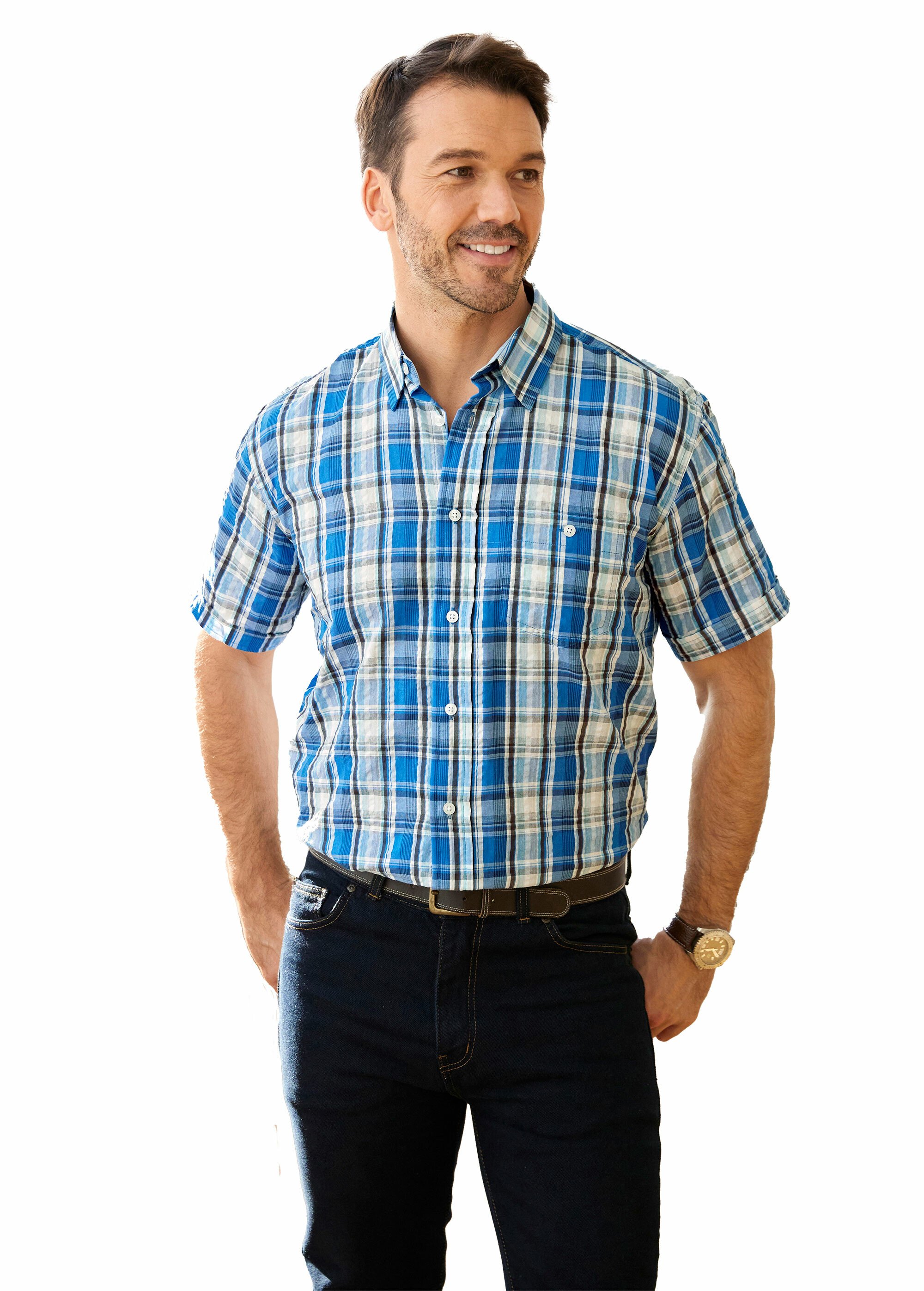 Chemise carreaux en seersucker